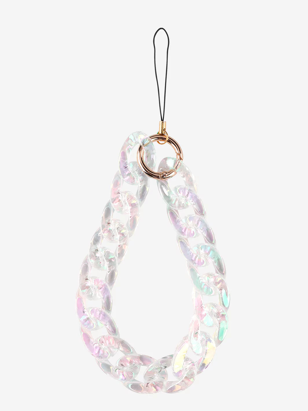 Clear holographic phone wristlet charm