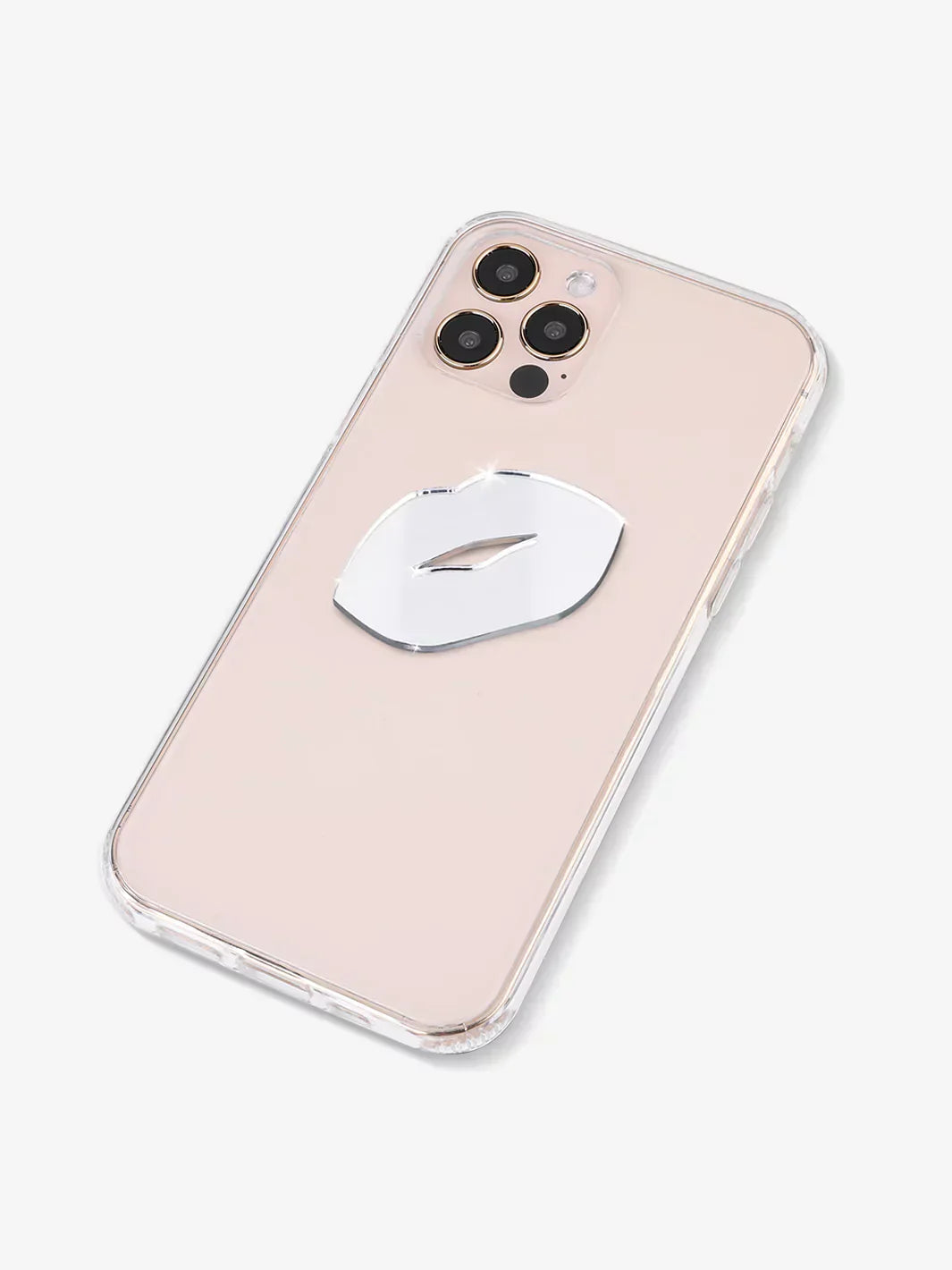 Lips mirror design at the back of Rose gold iPhone holographic case