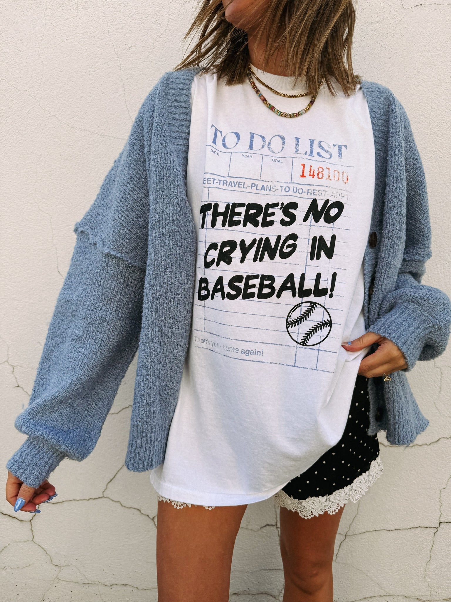 No Crying in Baseball Graphic Tee - White