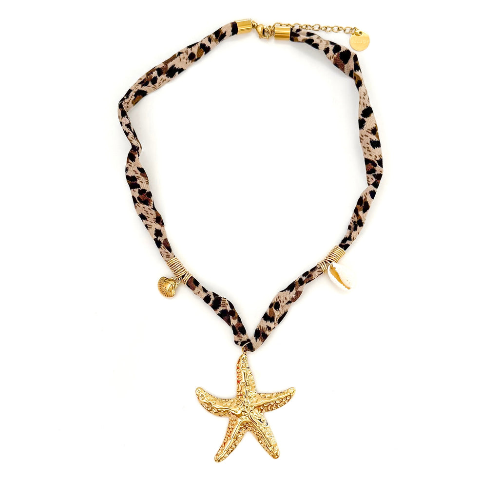 Mallory Leopard Scarf Nautical Charm Necklace