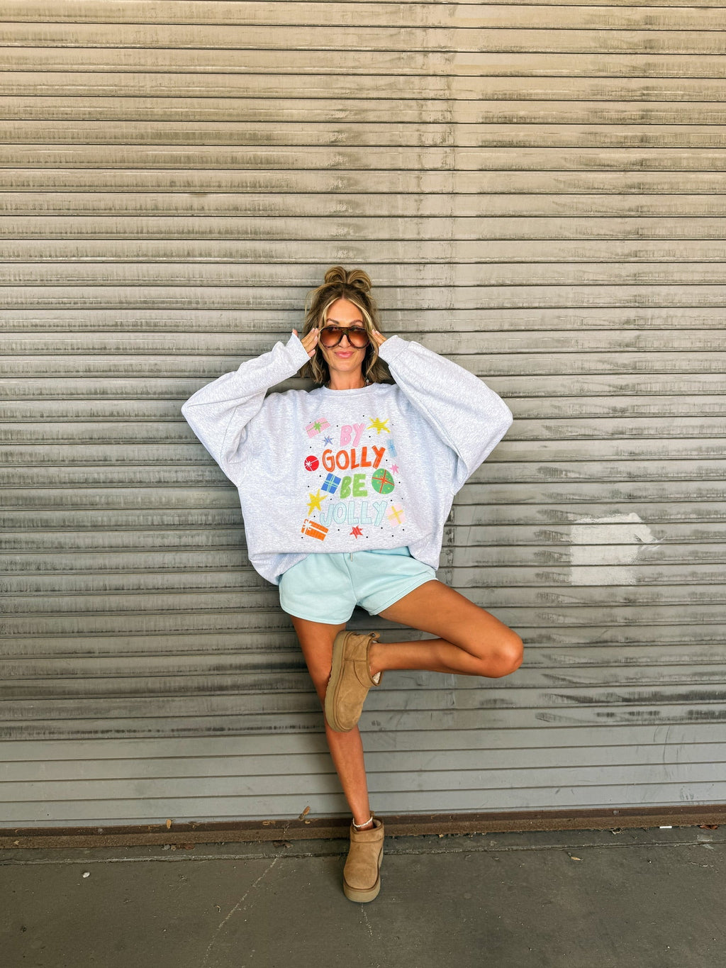 By Golly Be Jolly Sweatshirt - Ash