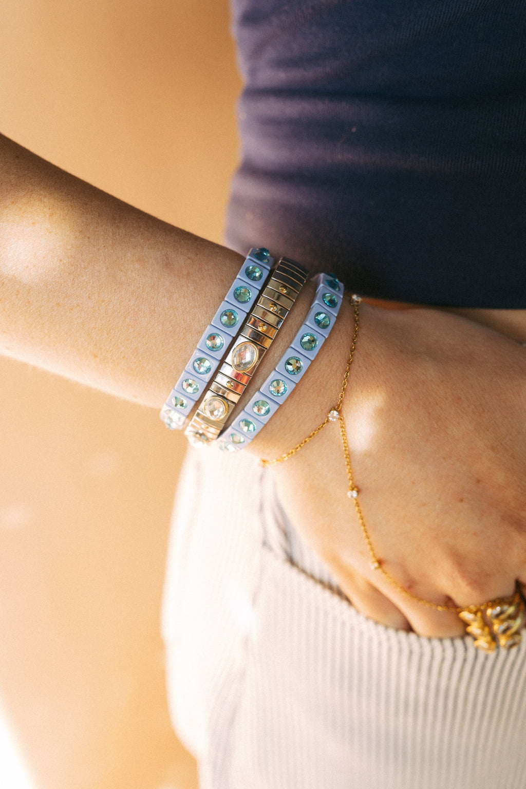 The Skinny Luxe Link Bracelet - Mixed Simple Stone