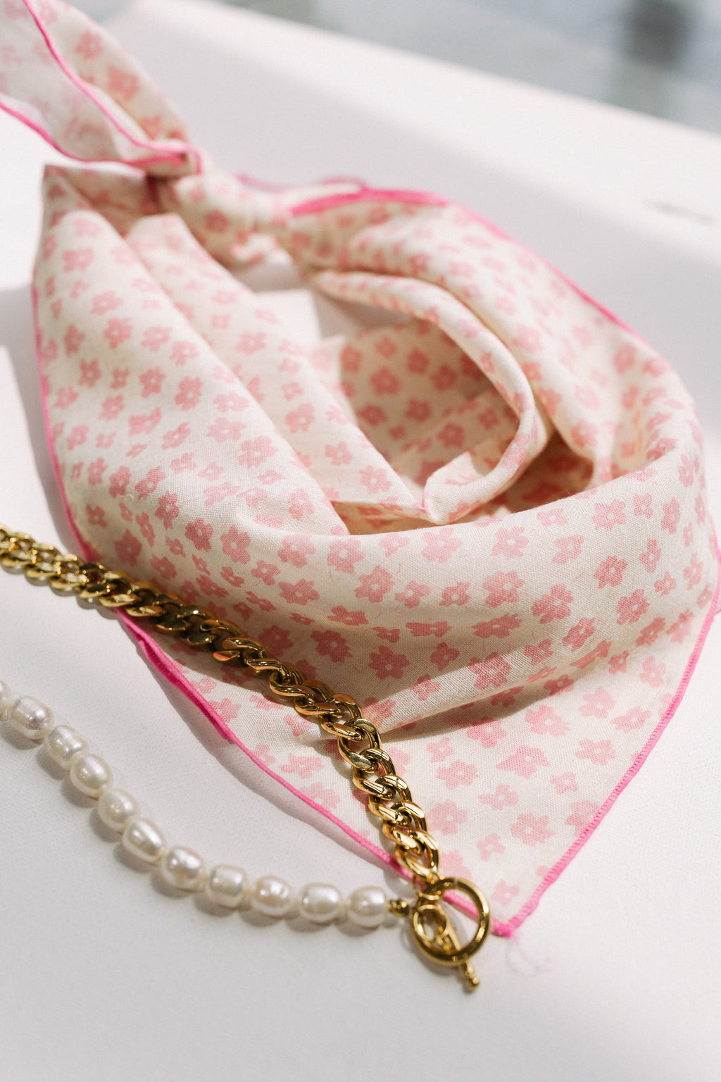 Flower Child Bandana Scarf - Pink