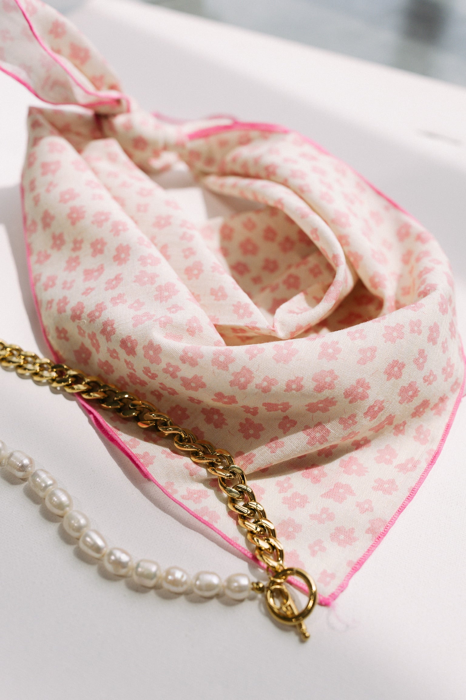 Flower Child Bandana Scarf - Pink