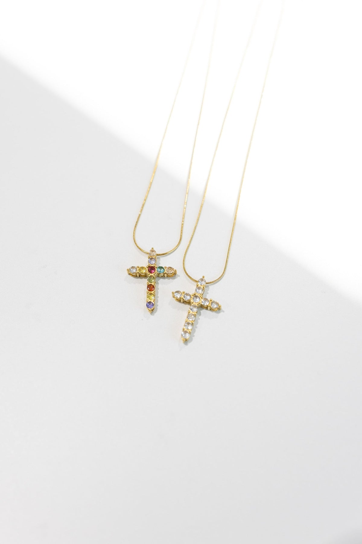 Emalee Crystal Cross Necklace || Choose Color