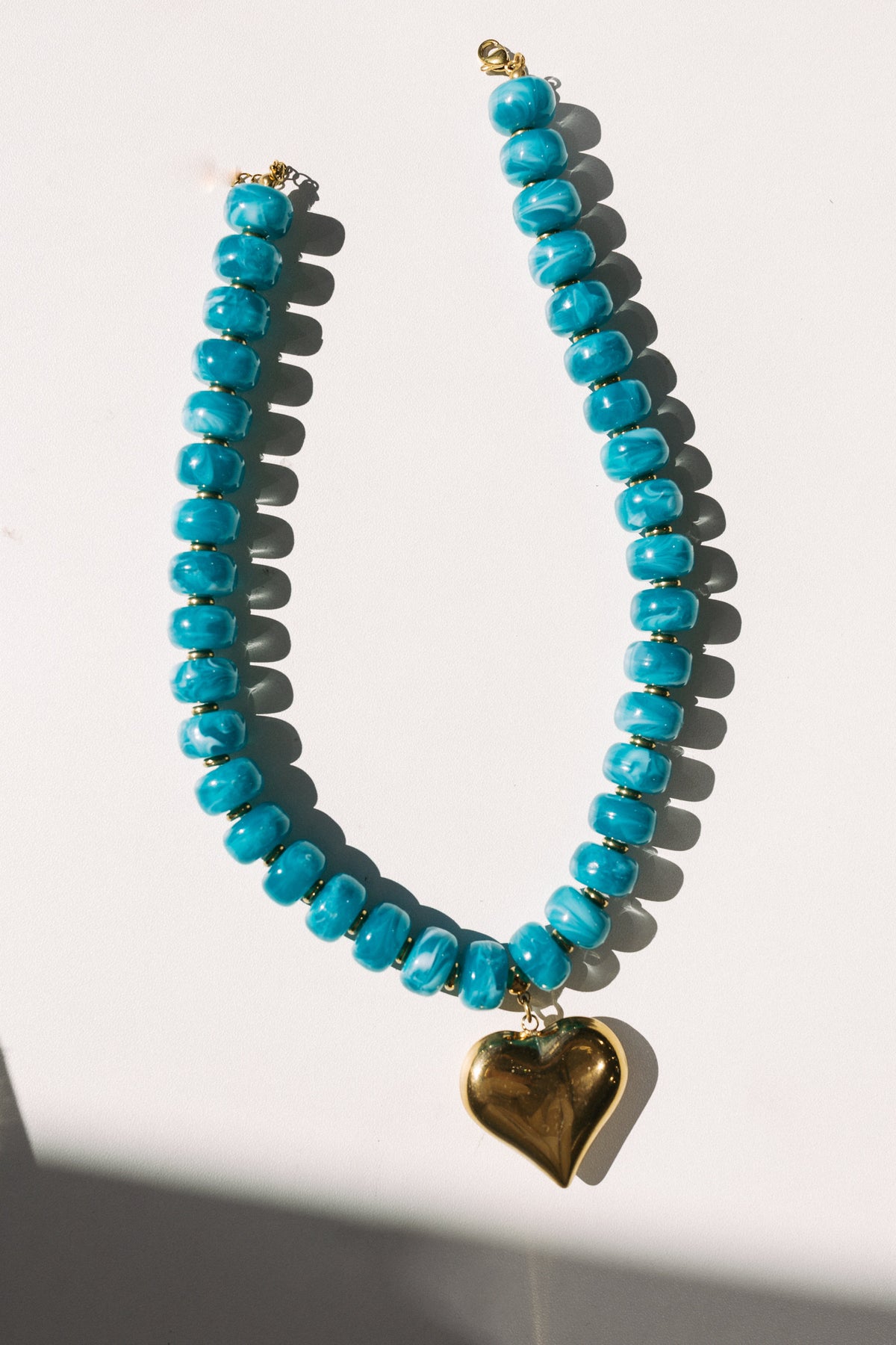 Love Bomb Beaded Heart Necklace - Turquoise