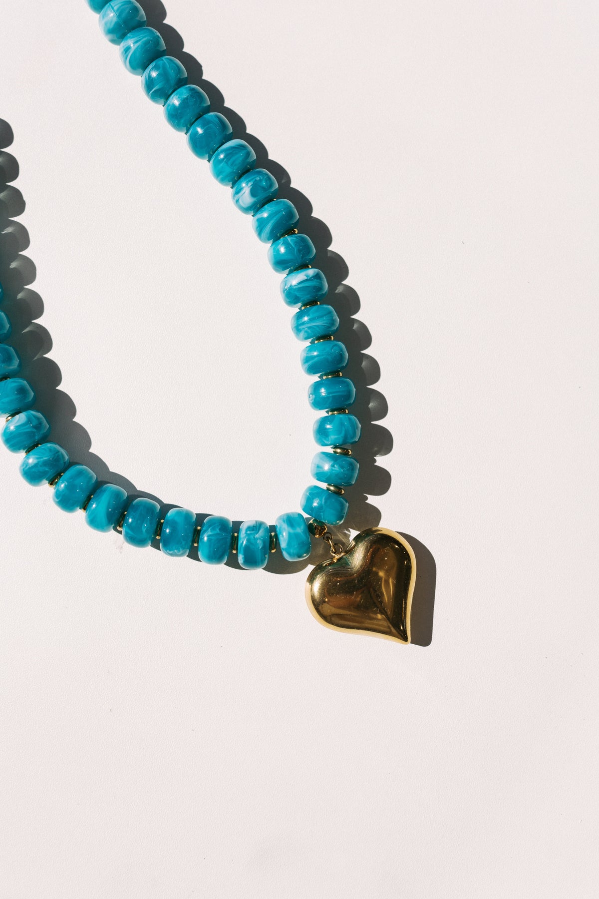 Love Bomb Beaded Heart Necklace - Turquoise 2