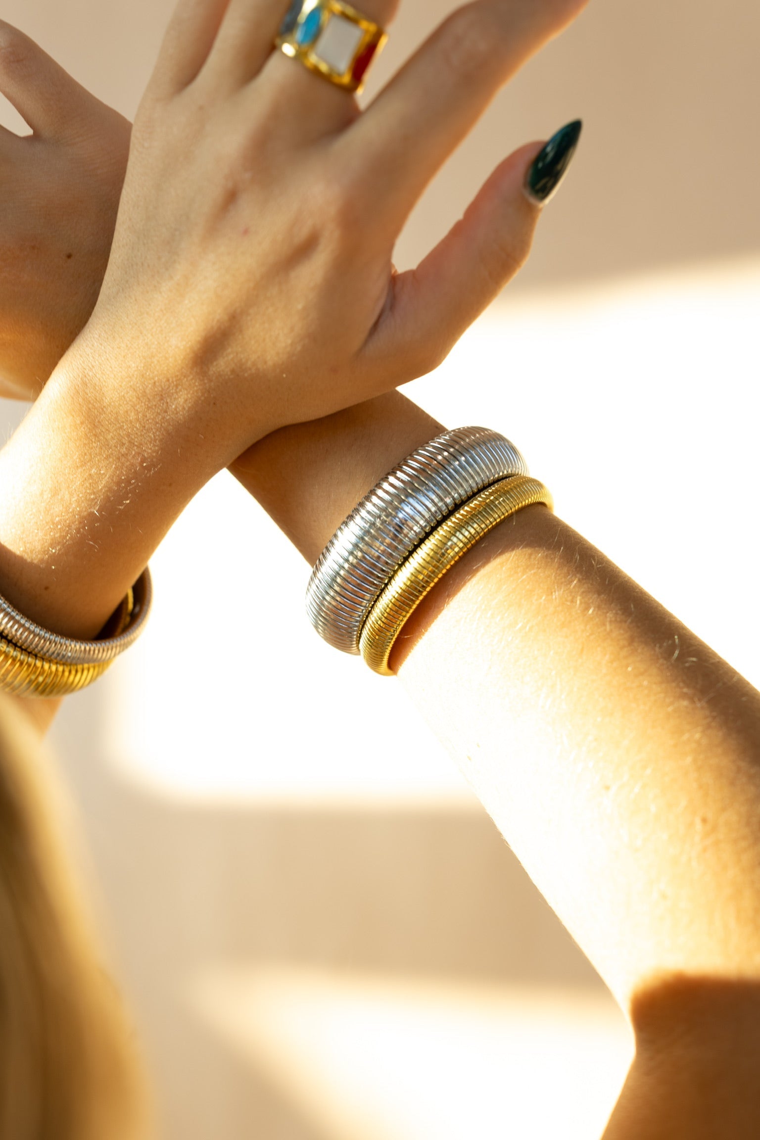 Baia Thick Coil Bangle Bracelet || Choose Color