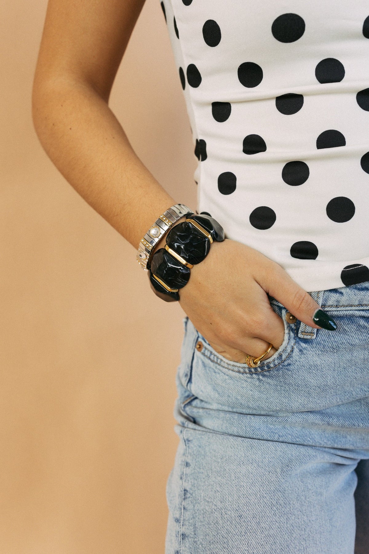 The Luxe Link Bracelet - Mixed Metal + Stone