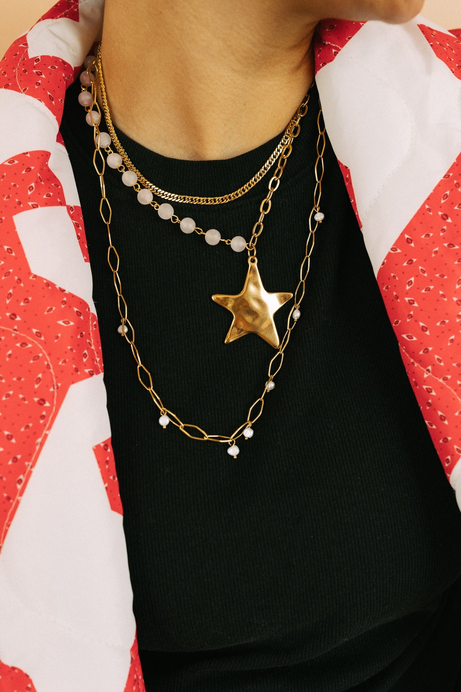 unique star necklace
beaded star necklace
beaded pendant necklace
handmade beaded necklace
big star necklace
gold star necklace
beaded necklace with gold star
tarnish free necklace
waterproof necklace
affordable waterproof jewelry
cheap waterproof jewelry
affordable tarnish free jewelry