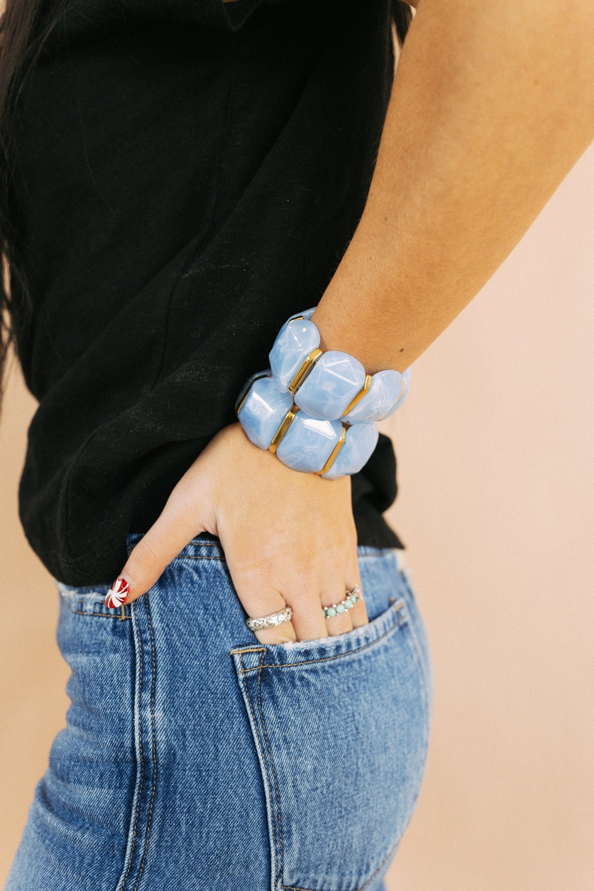 Emma Stretch Bracelet - Light Blue