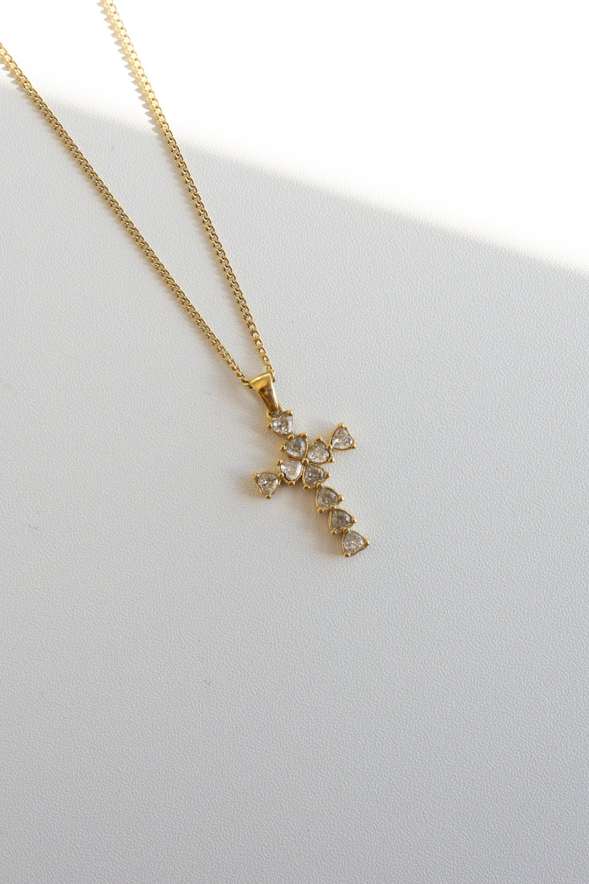 Hera Heart Crystal Cross Necklace