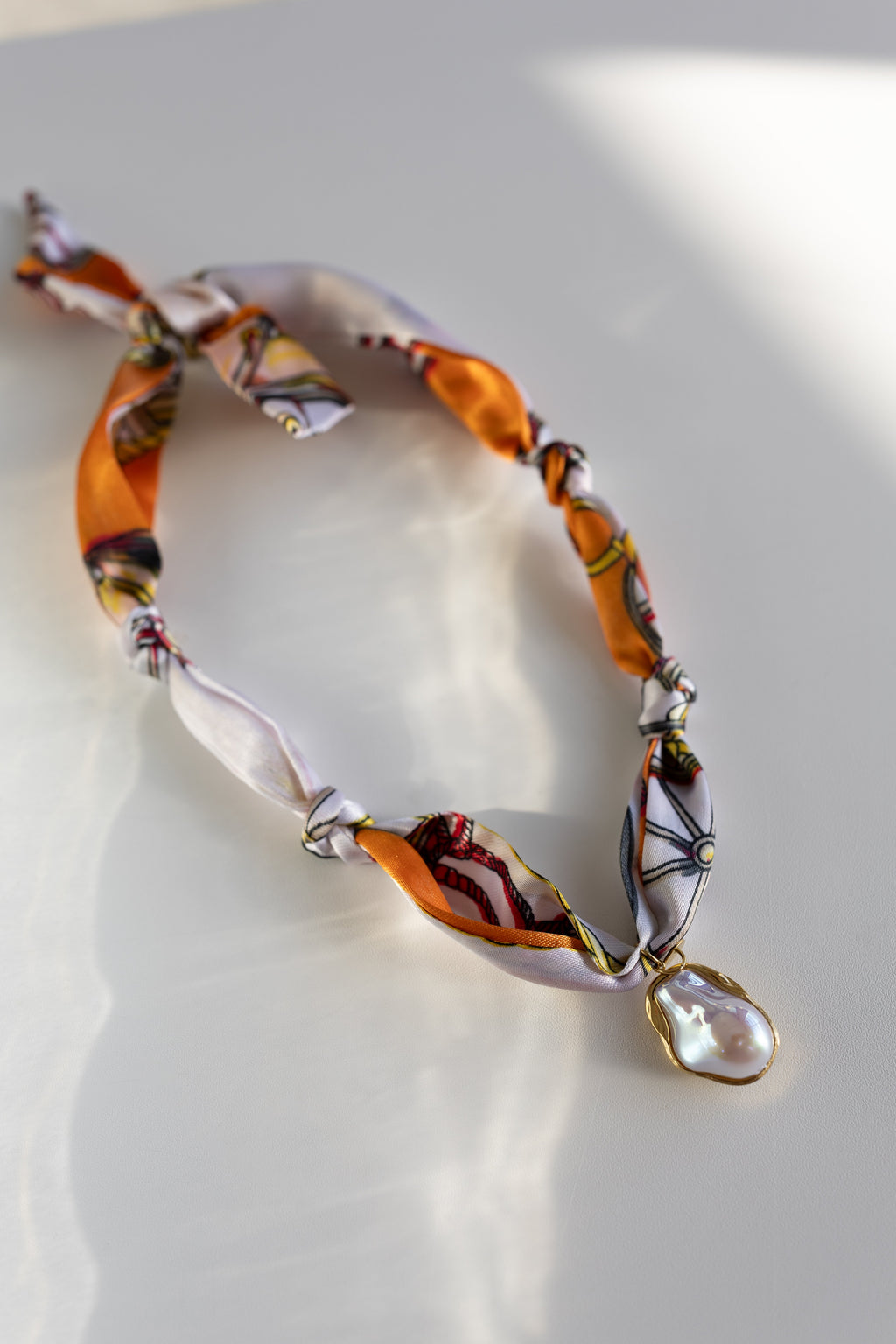 Mother of Pearl Scarf Necklace