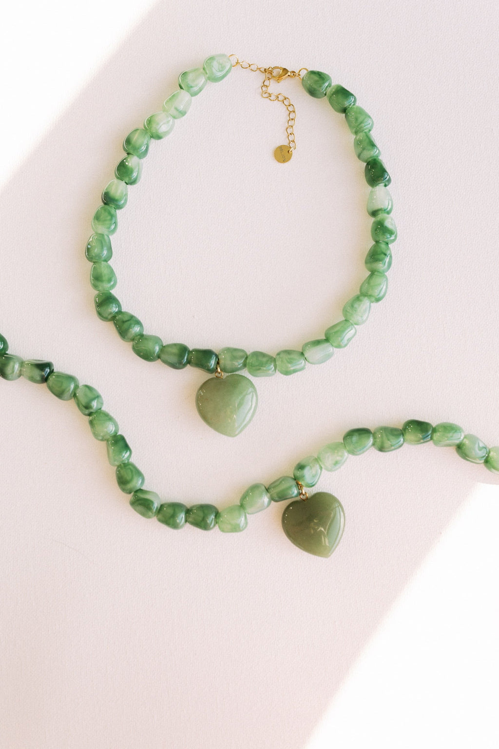 Jade Stone Heart Necklace - Green