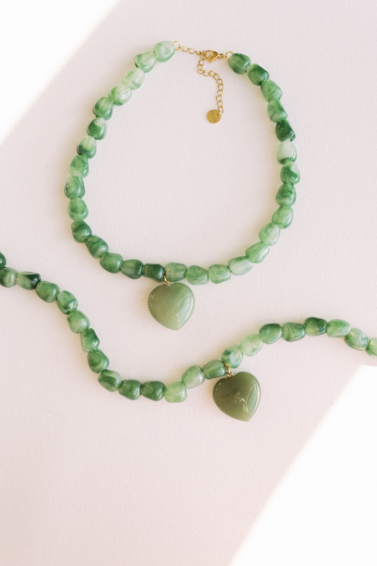 Jade Stone Heart Necklace - Green