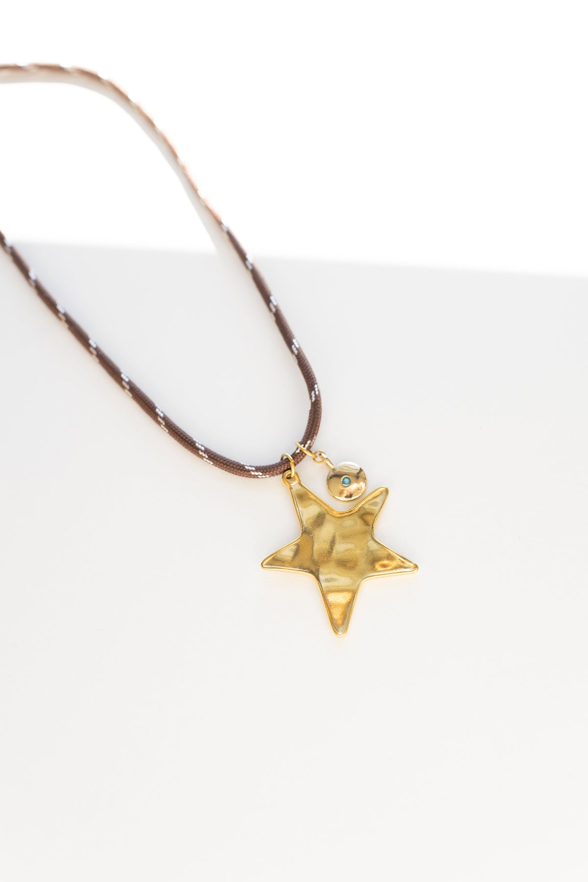 Western Star Pendant Cord Necklace - Brown
