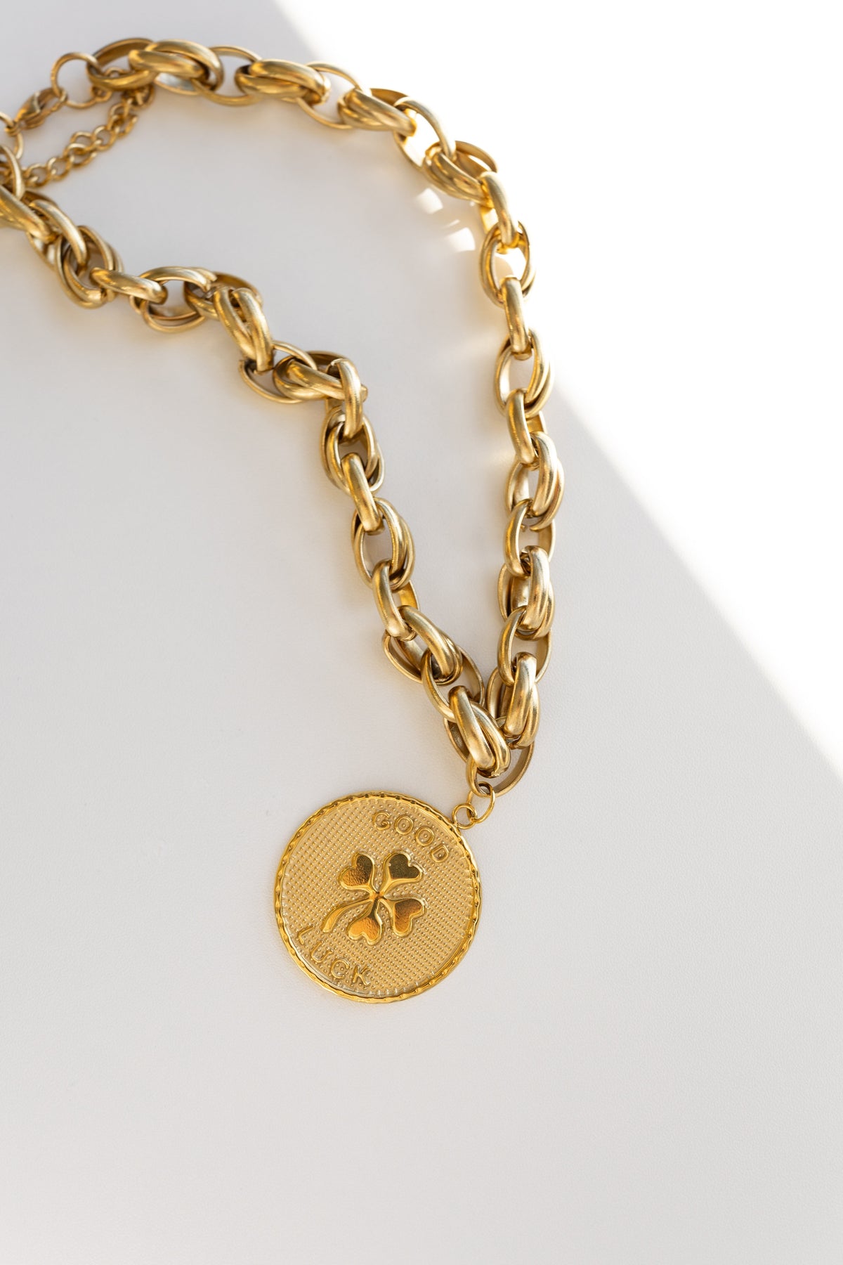 Good Luck Shamrock Coin Necklace