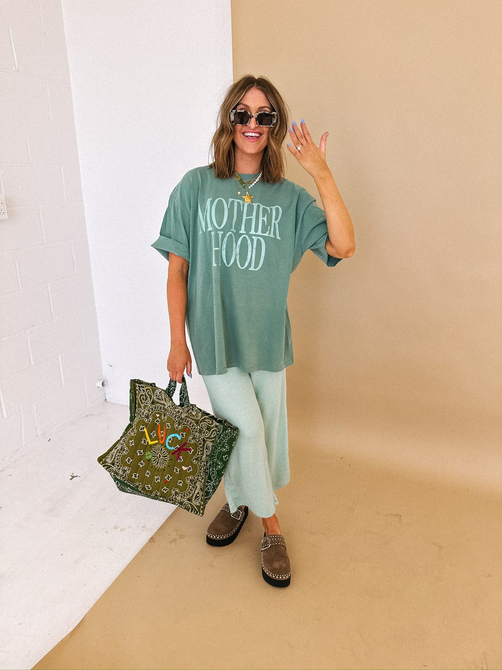 Motherhood Graphic Tee - Sage / Green