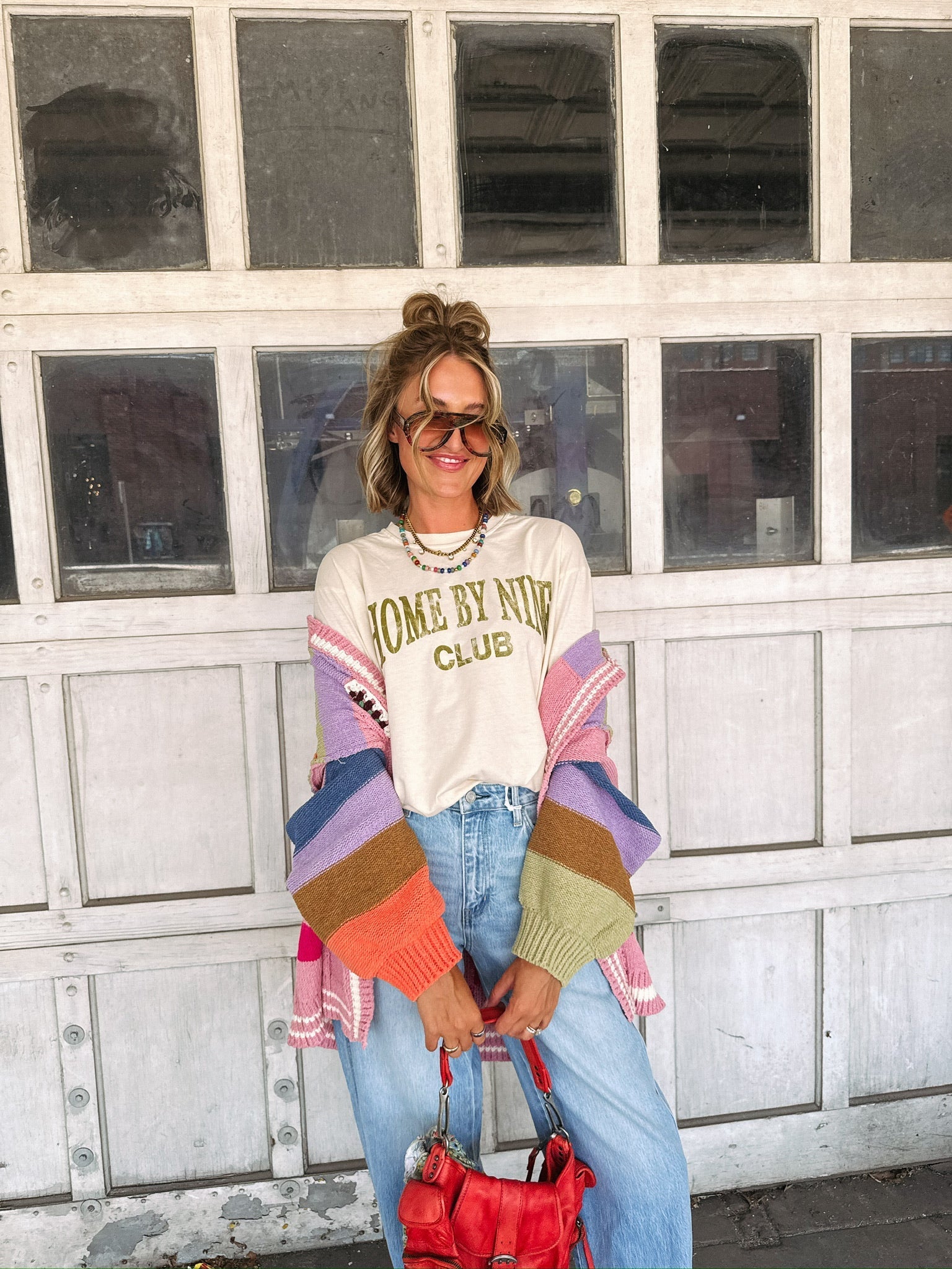 Home By Nine Club Tee - Ivory / Green