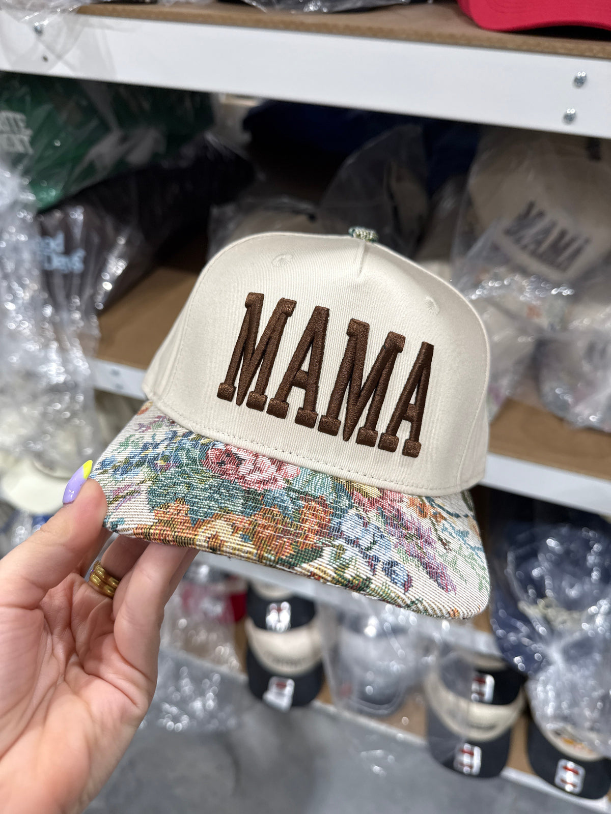 Floral Mama Trucker Hat - Brown / Floral