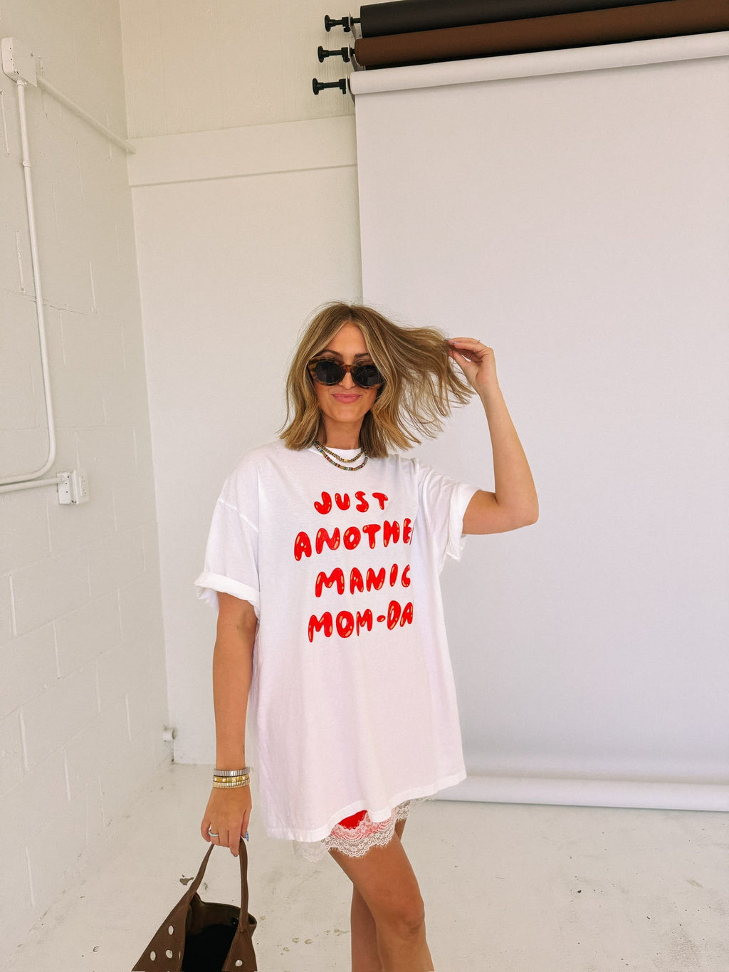 Manic Mom-day Graphic Tee - White