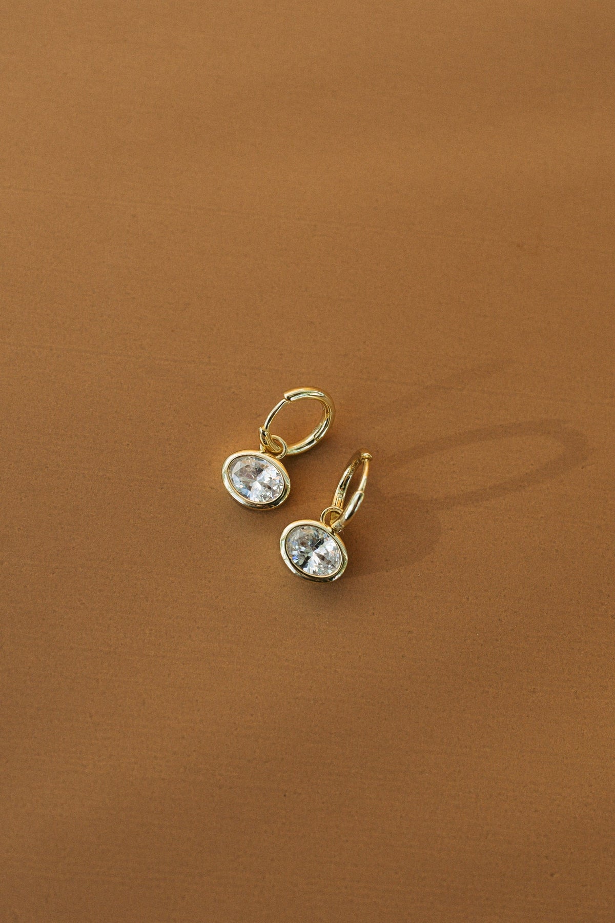 14K Luxe Bezel Drop Hoop Earring