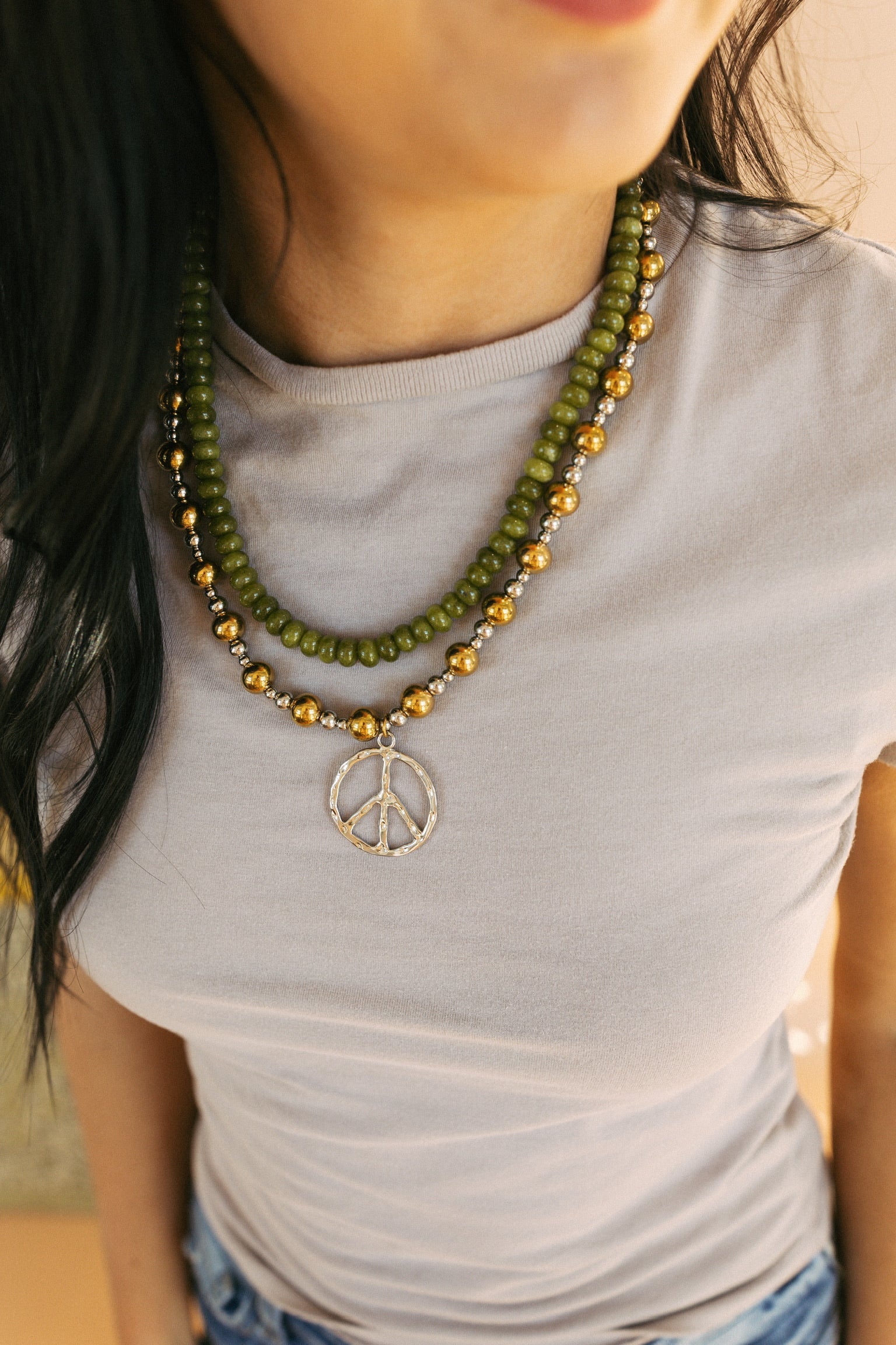 Keepin The Peace Necklace - Mixed Metal