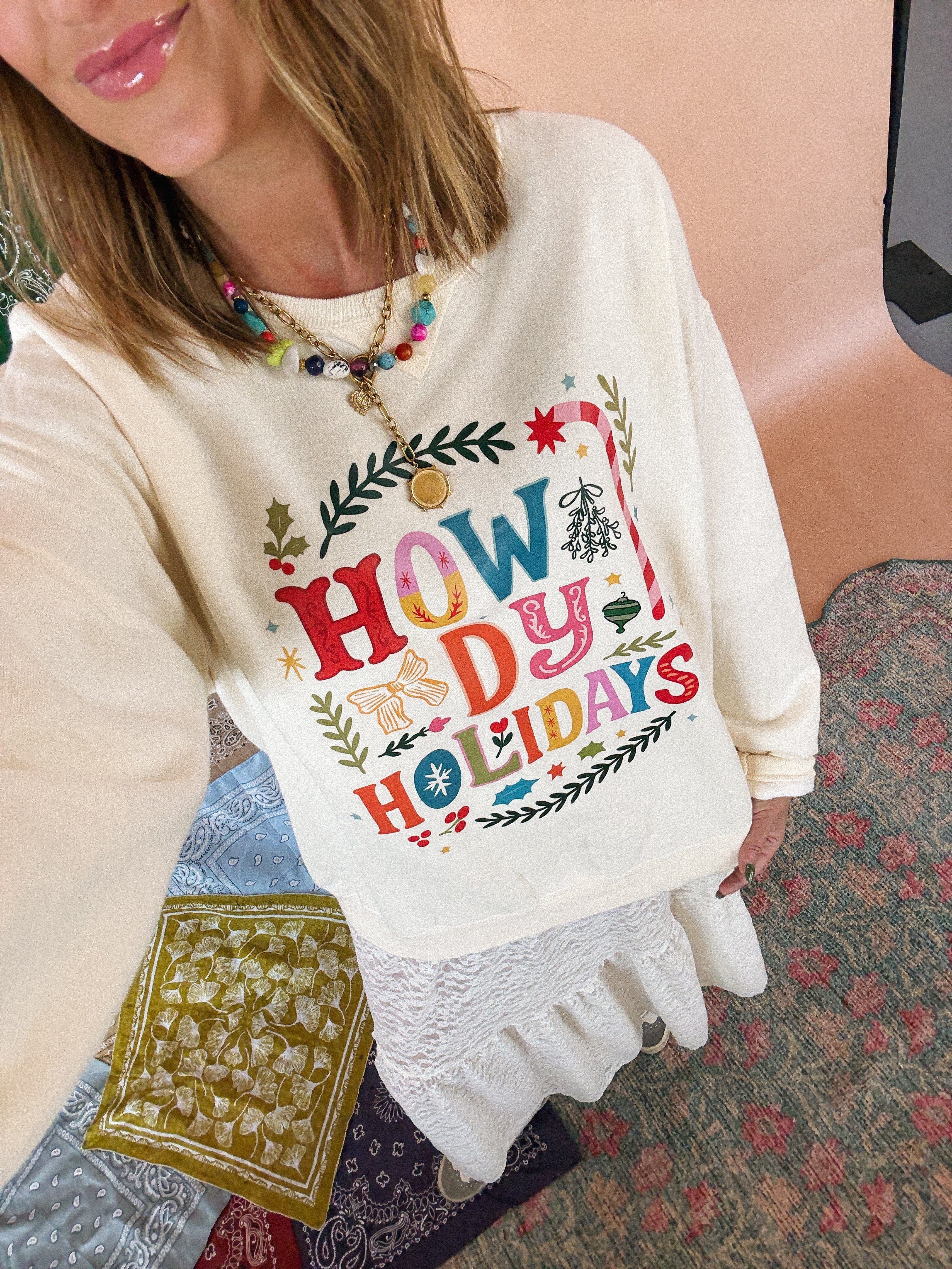Howdy Holidays Sweatshirt - Ivory