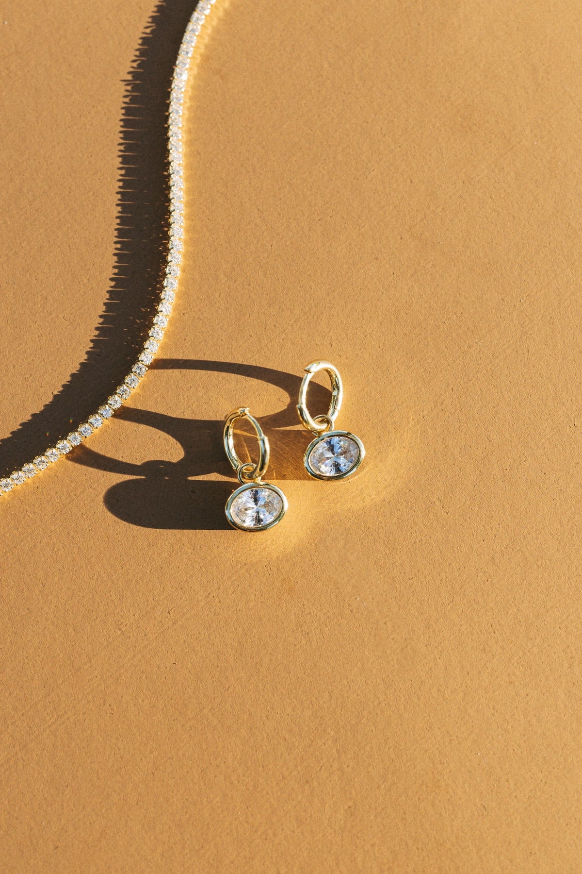 14K Luxe Bezel Drop Hoop Earring 2