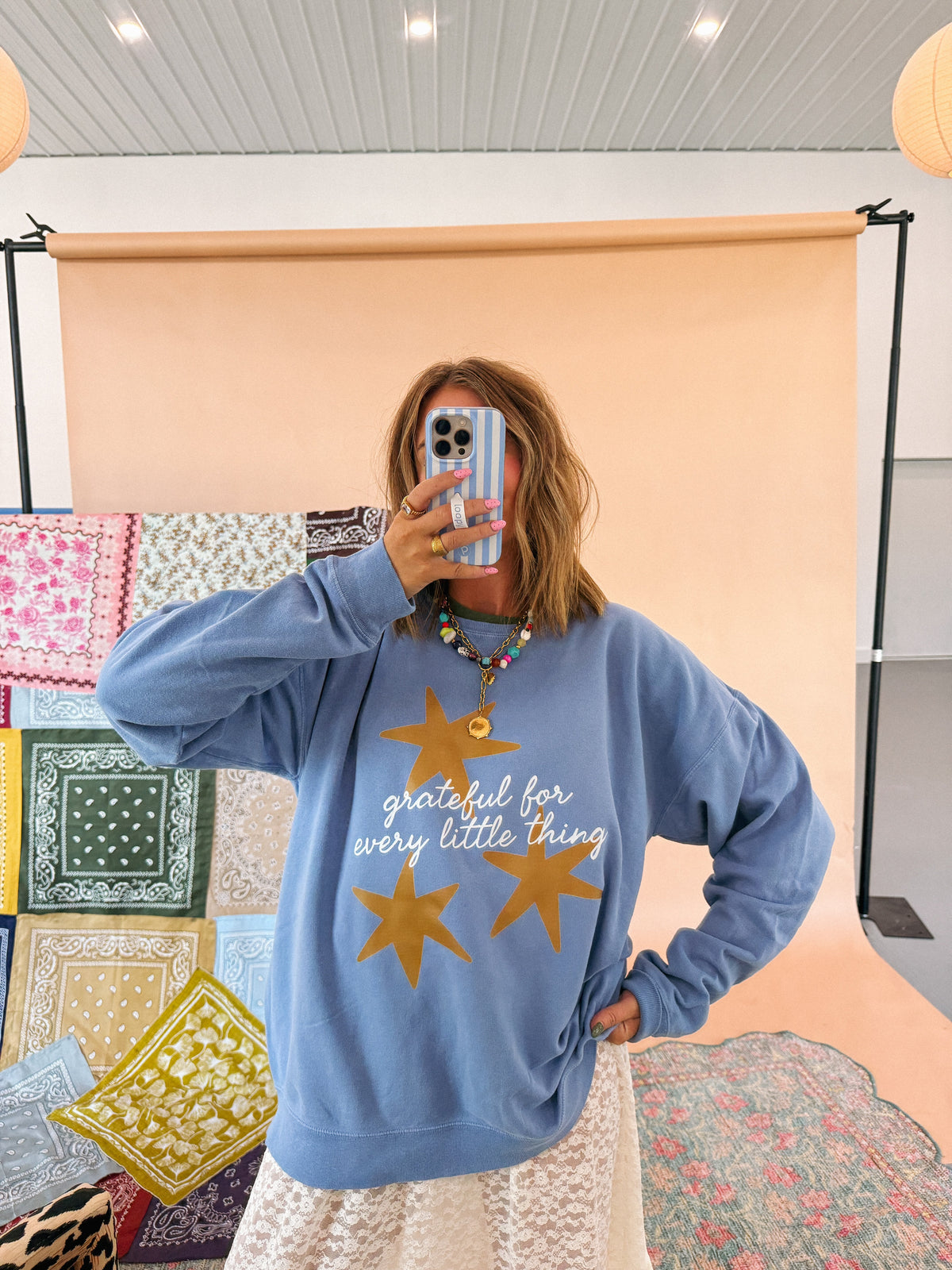 ETTA OG | grateful for every little thing sweatshirt - denim.
