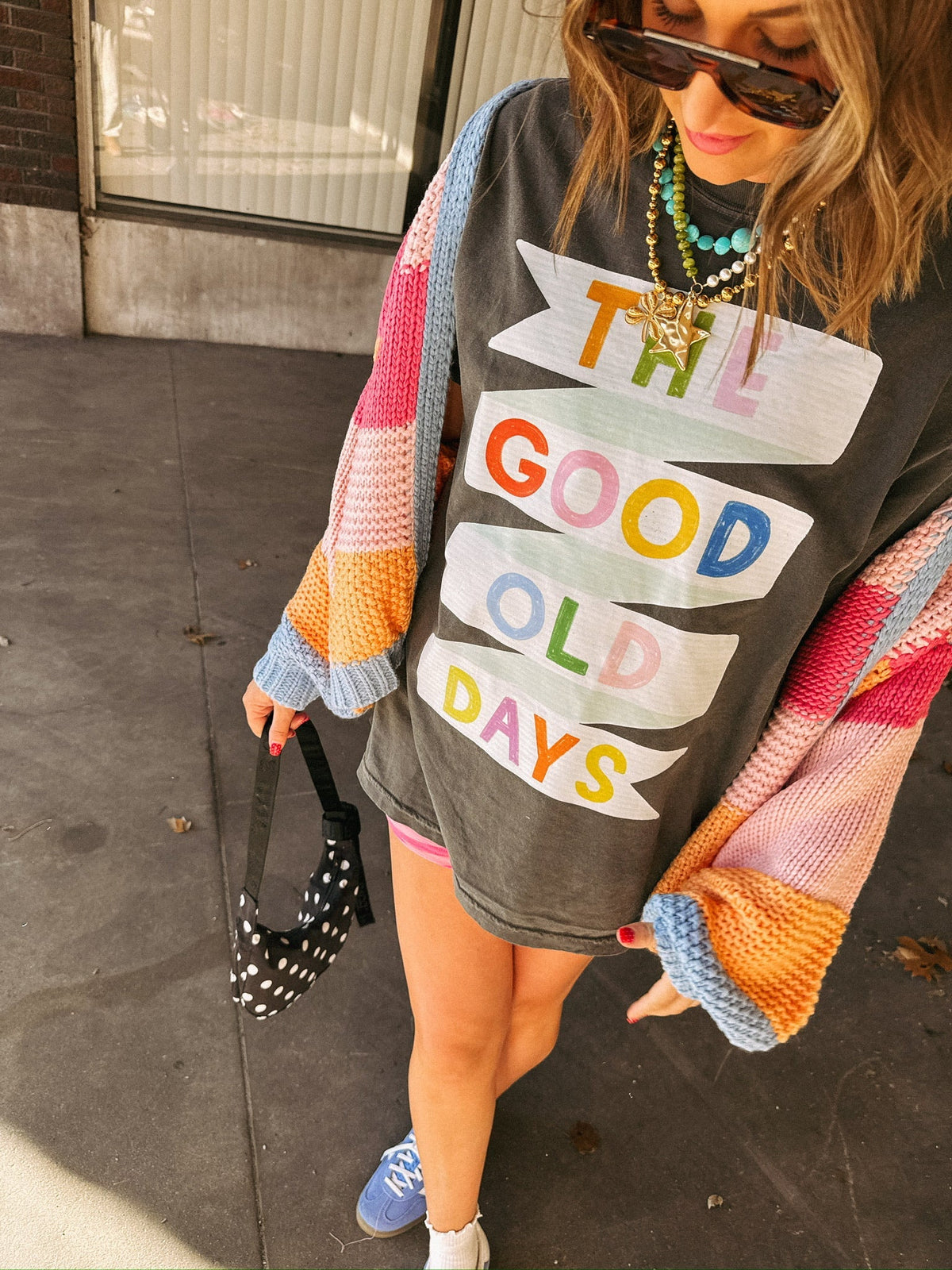 Good Old Days Banner Graphic Tee - Charcoal