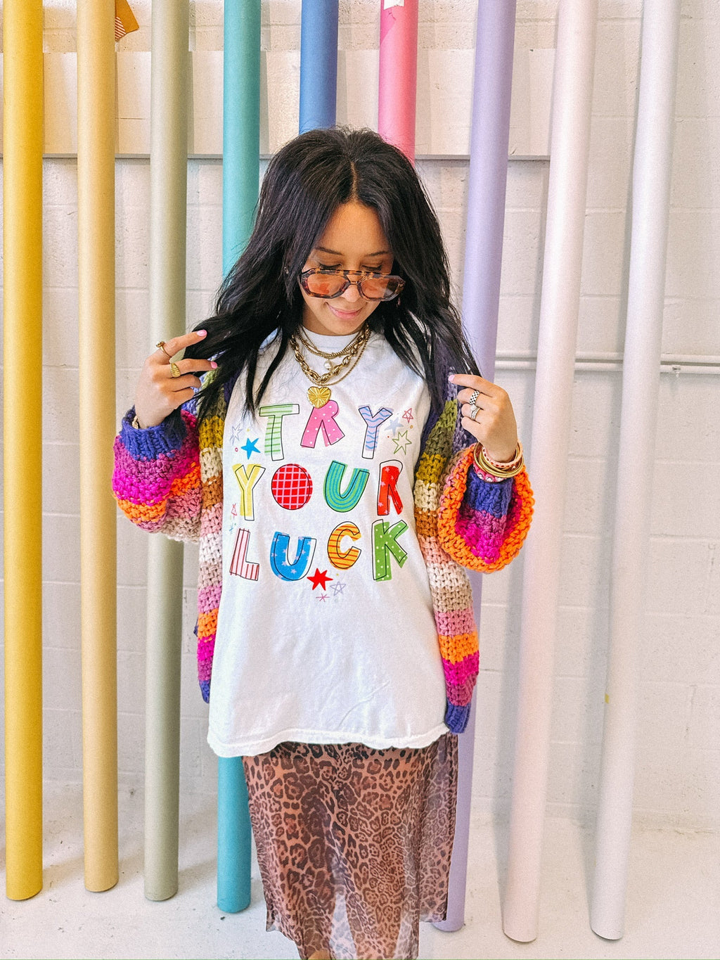 Try Your Luck Graphic Tee - White