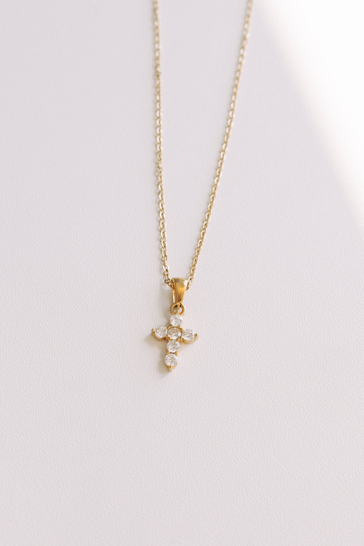 Leah Dainty Crystal Cross Necklace