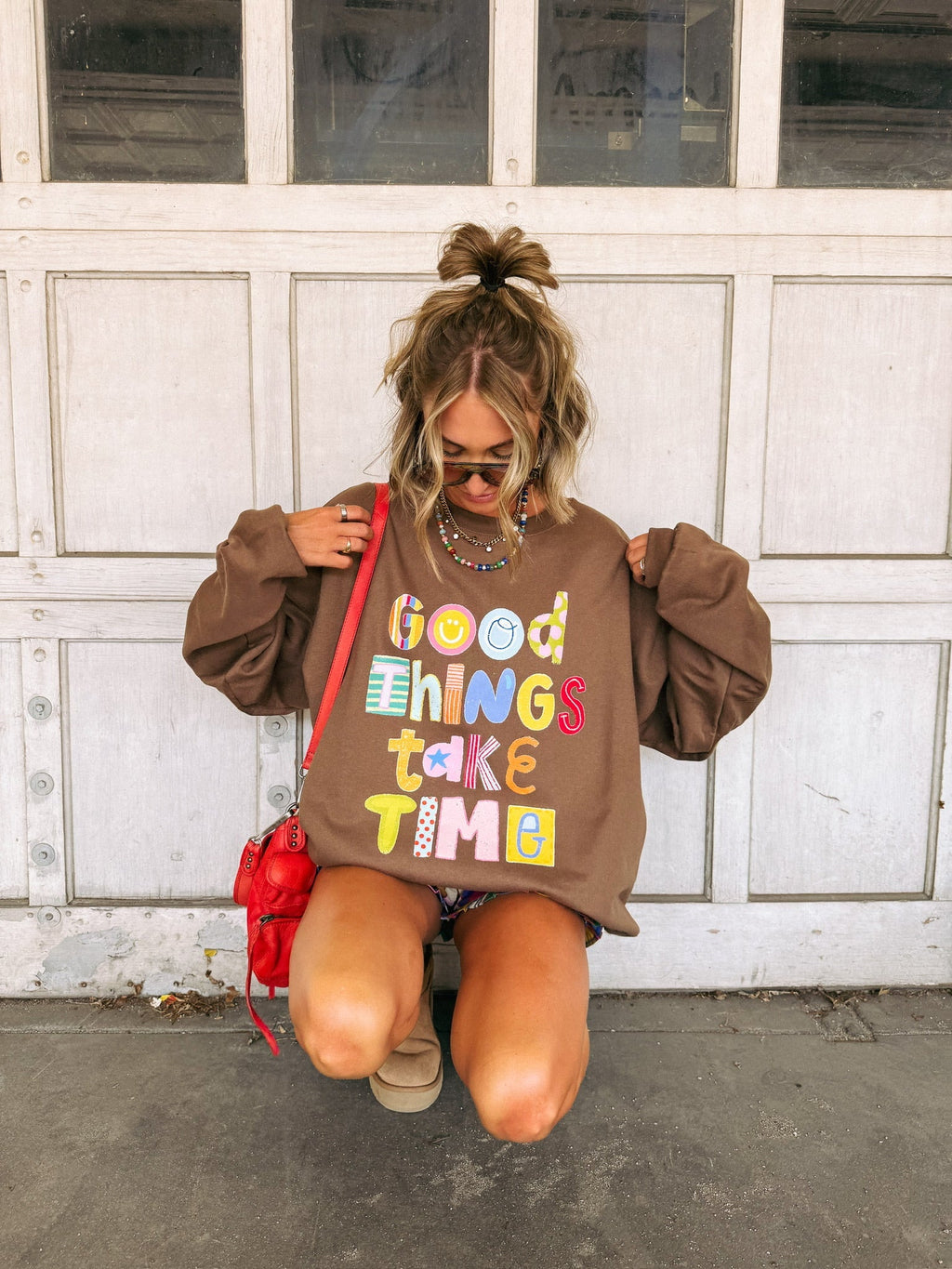 Good Things Take Time Sweatshirt - Brown