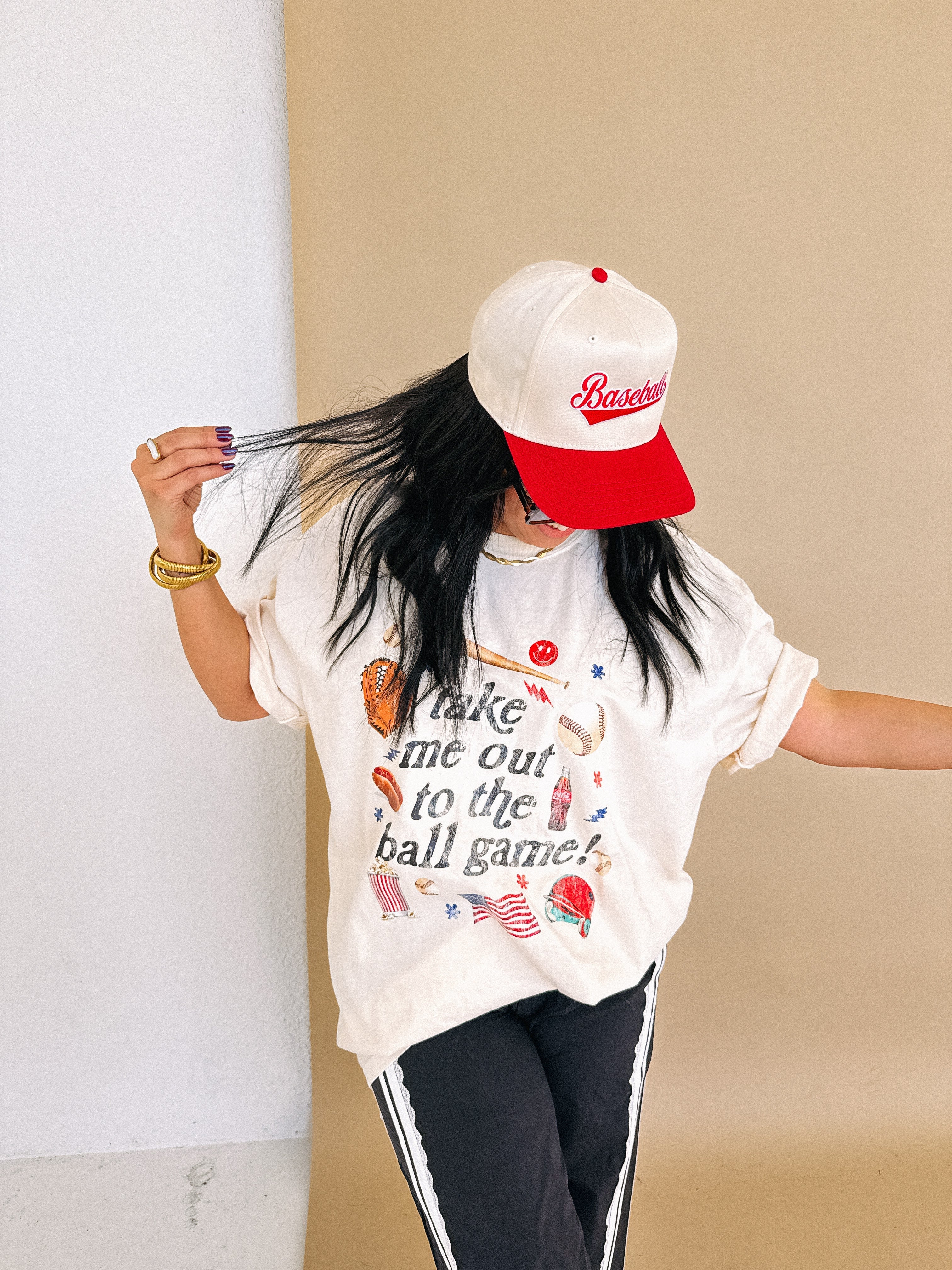Out to the Ball Game Graphic Tee - Ivory