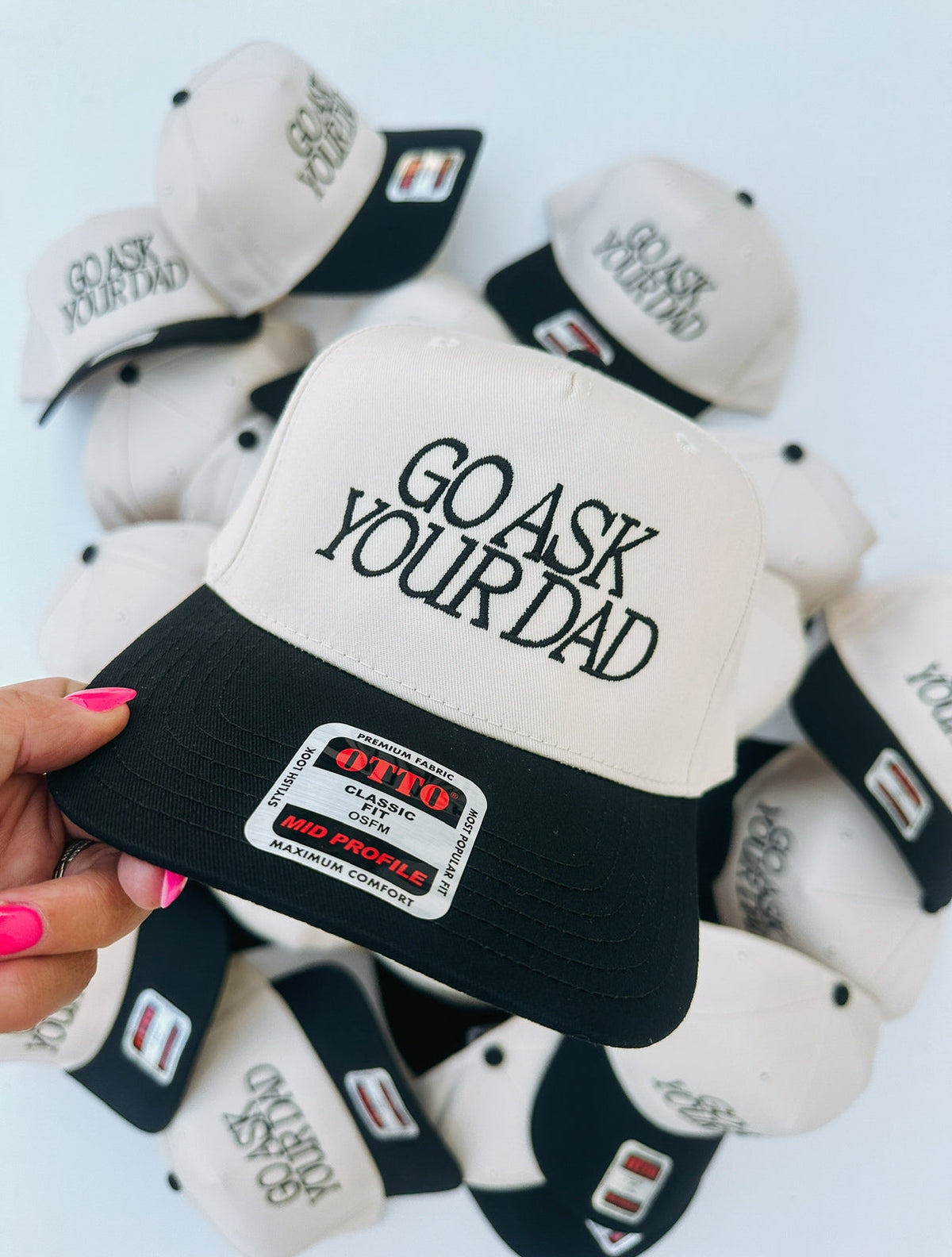 Go Ask Your Dad Trucker Hat - Cream / Black