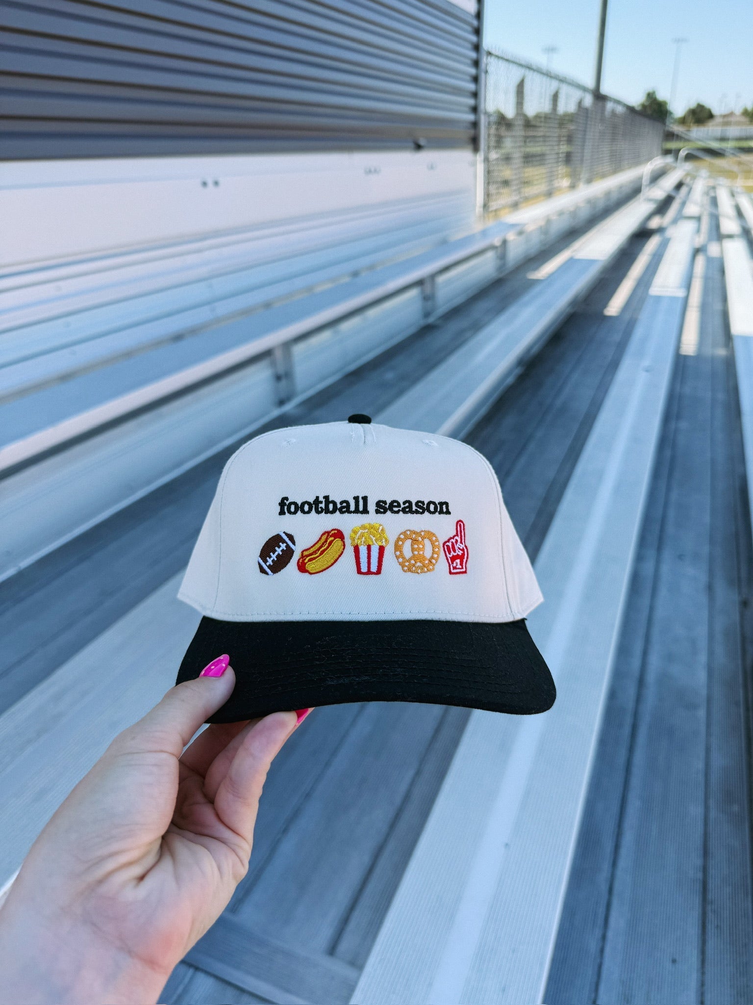 Football Season Icons Trucker Hat - cream / black