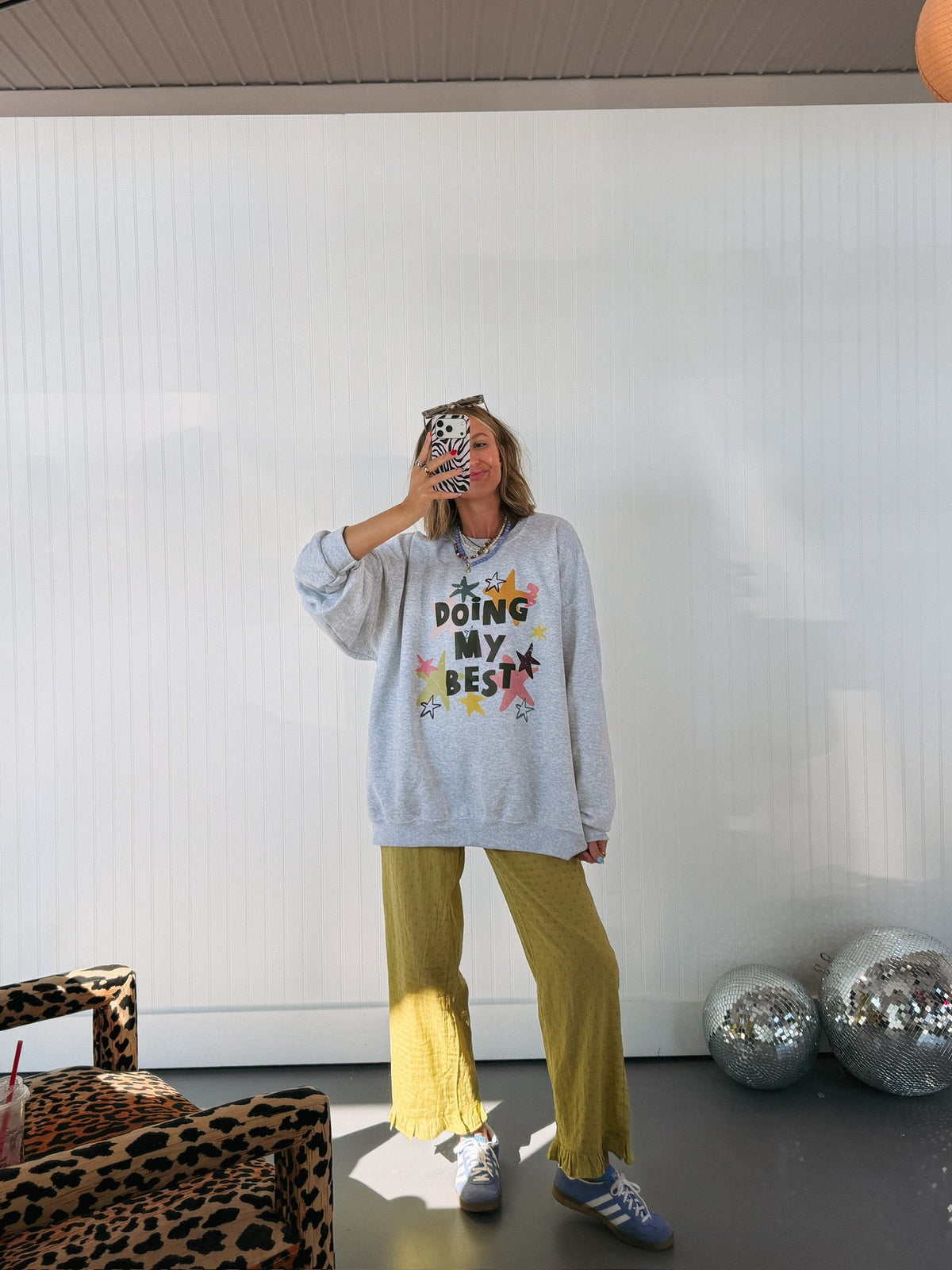 Doing My Best Star Sweatshirt - Ash 4