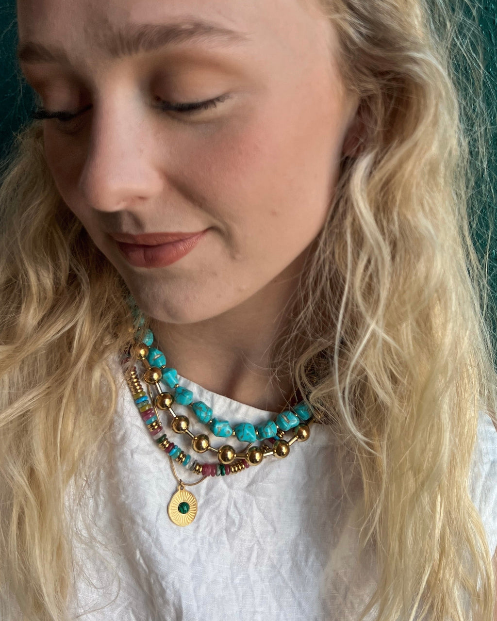 Joan Multi Color Beaded Stone Necklace || Choose Color