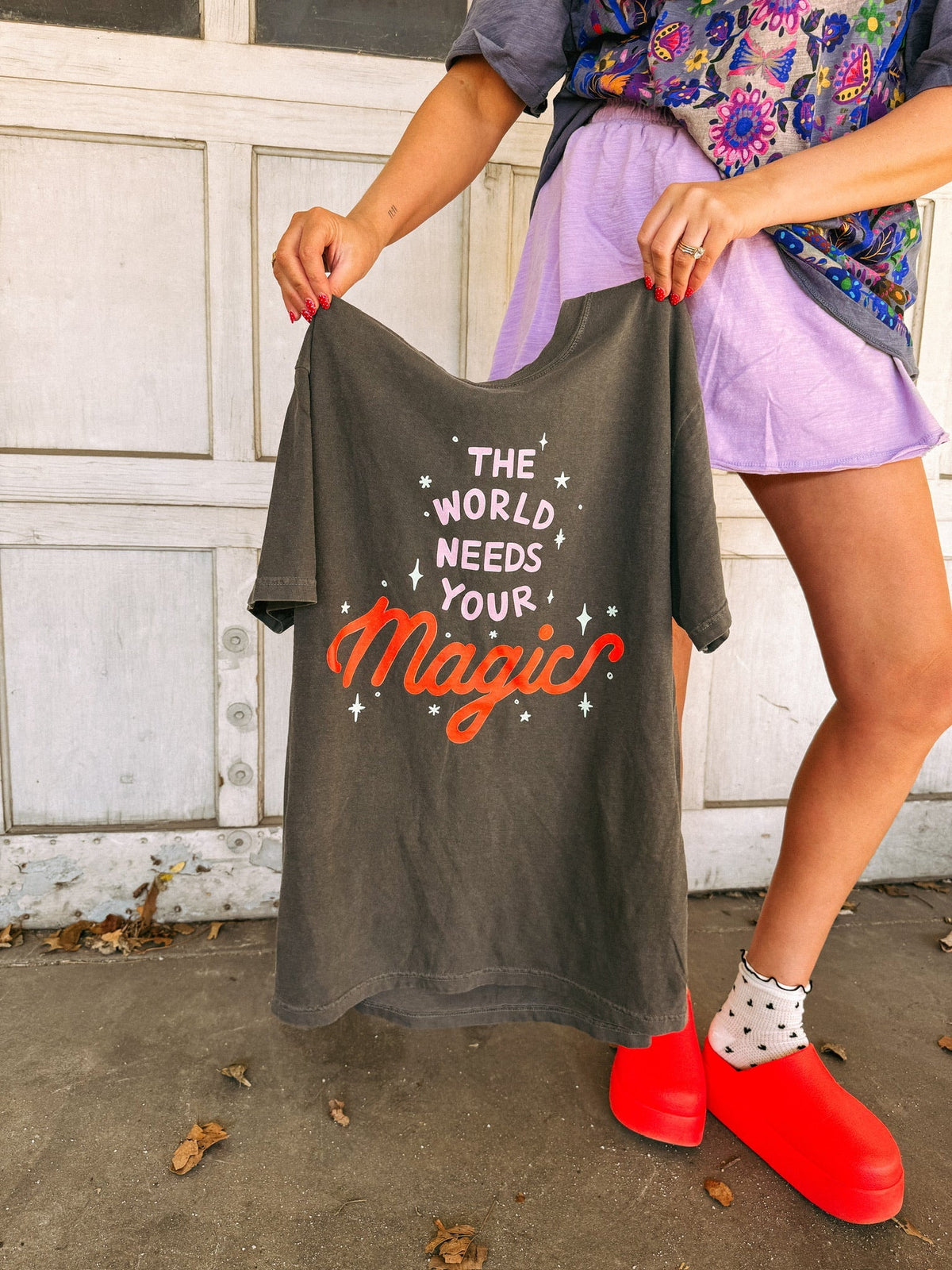 The World Needs Your Magic Graphic Tee - Charcoal