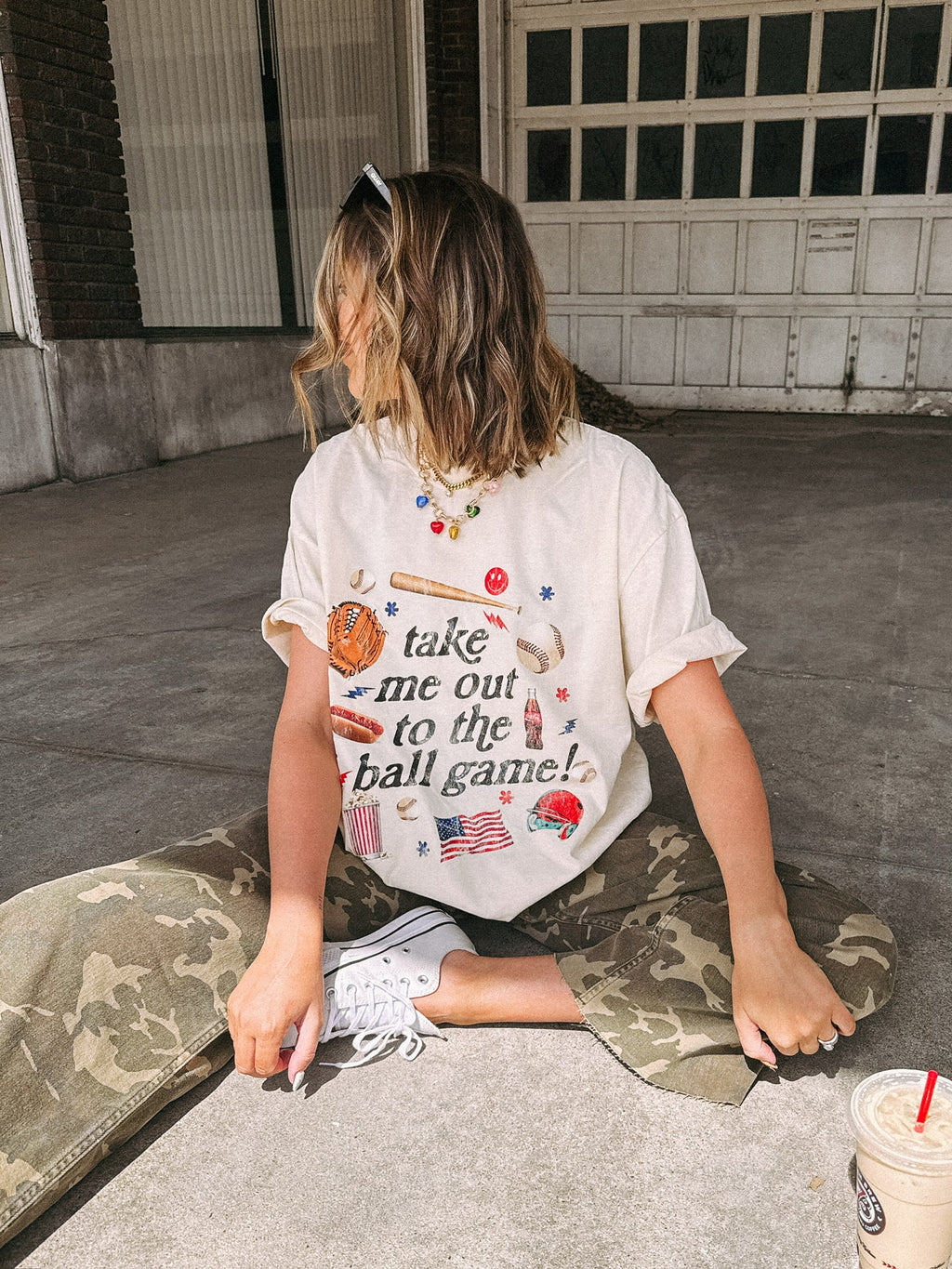 Out to the Ball Game Graphic Tee - Ivory