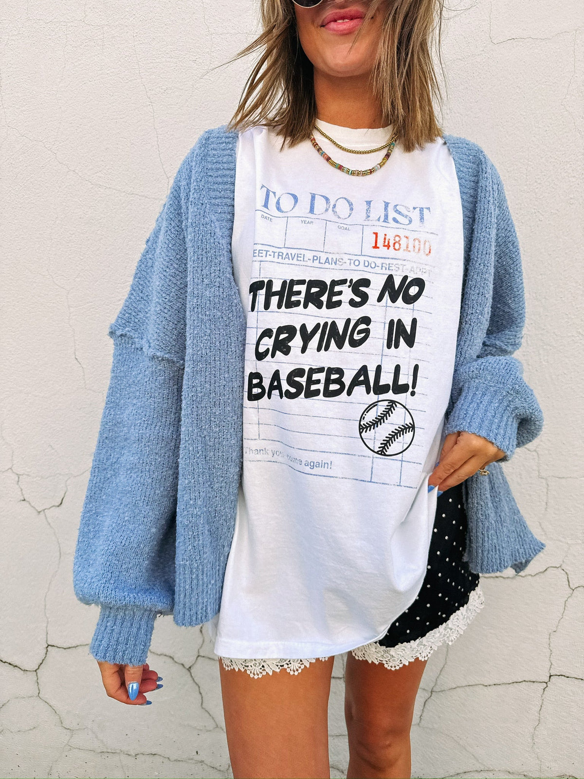 No Crying in Baseball Graphic Tee - White