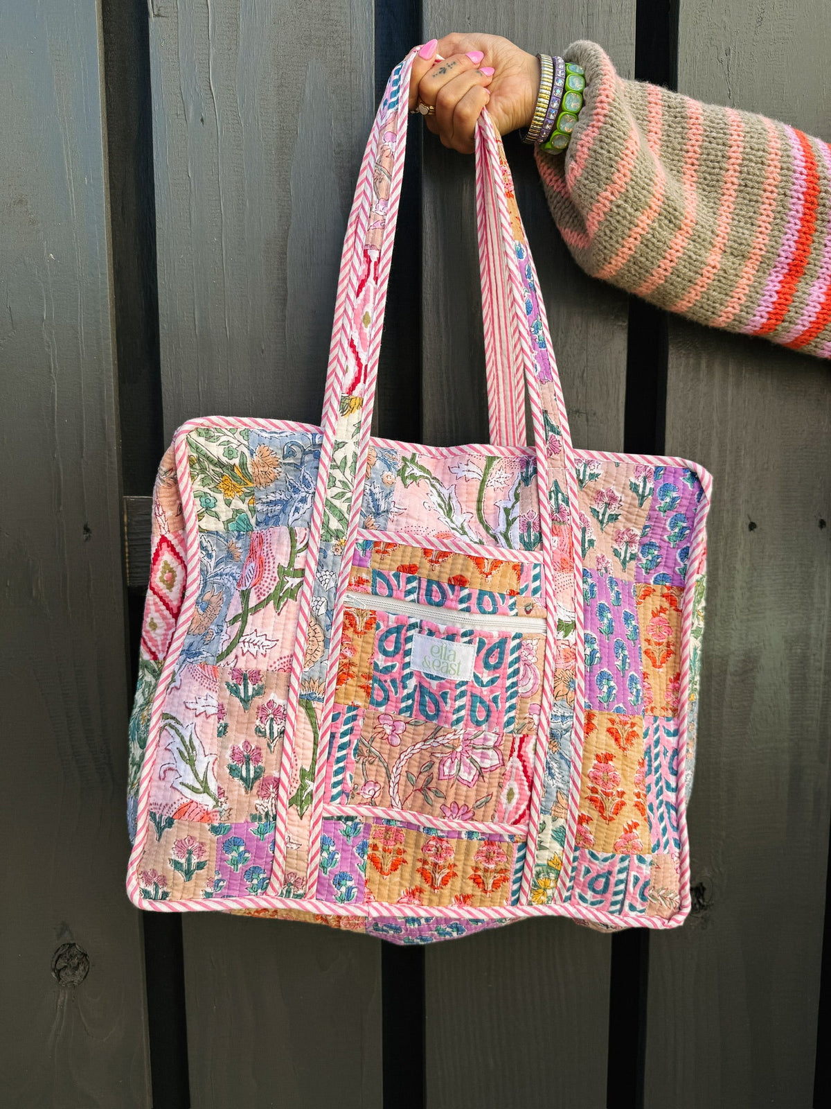Quilted Tote Bag - Peachy