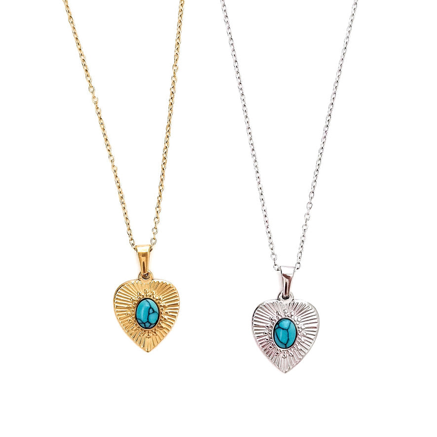 Doris Turquoise Heart Necklace || Choose Color