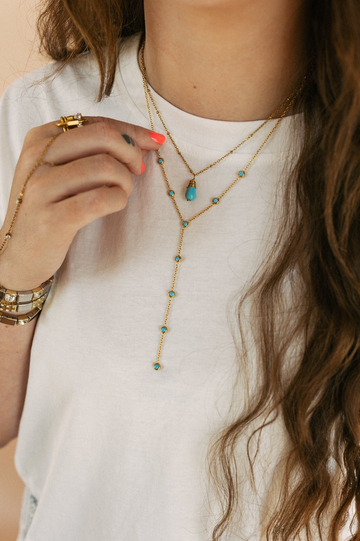 Aqua Lariat Necklace