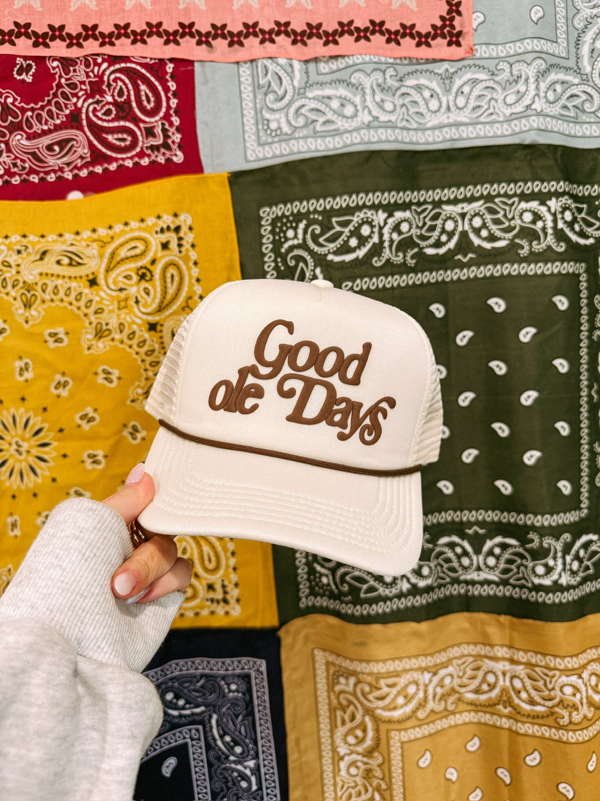 Good Ole Days Trucker Hat - Cream / Brown