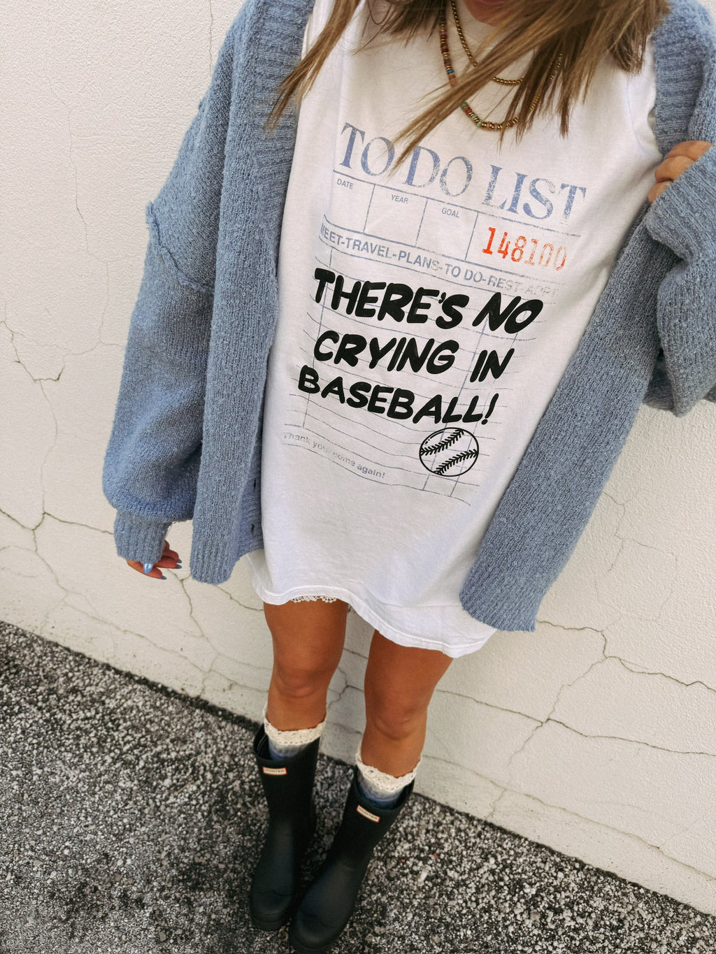 No Crying in Baseball Graphic Tee - White
