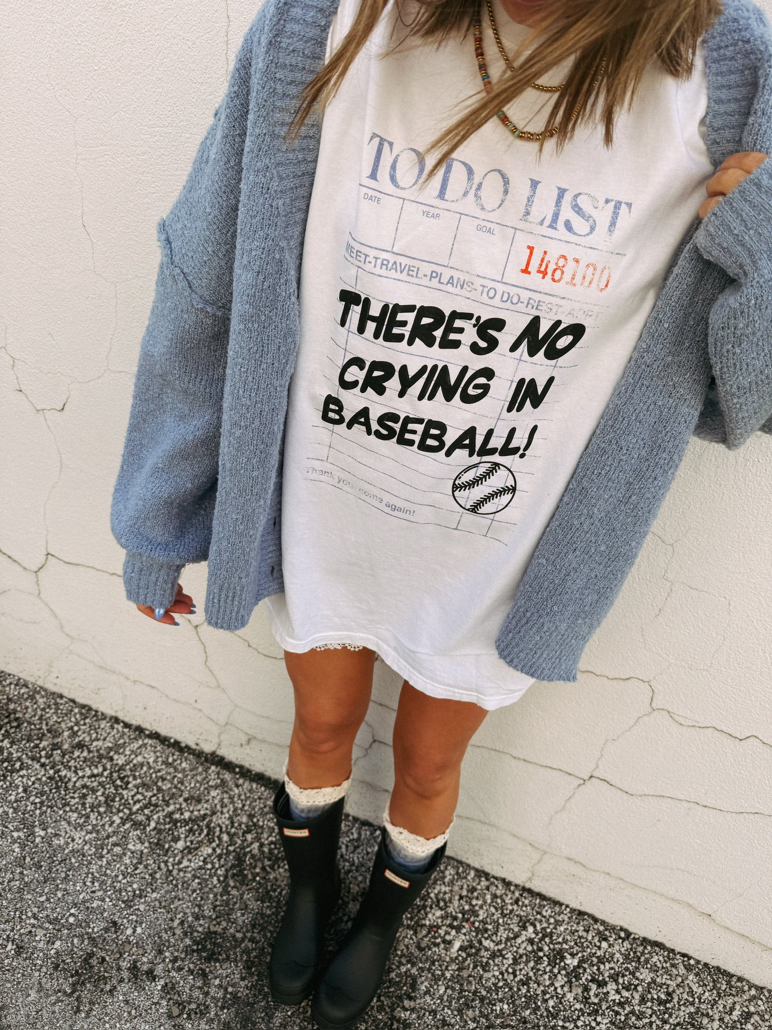 No Crying in Baseball Graphic Tee - White