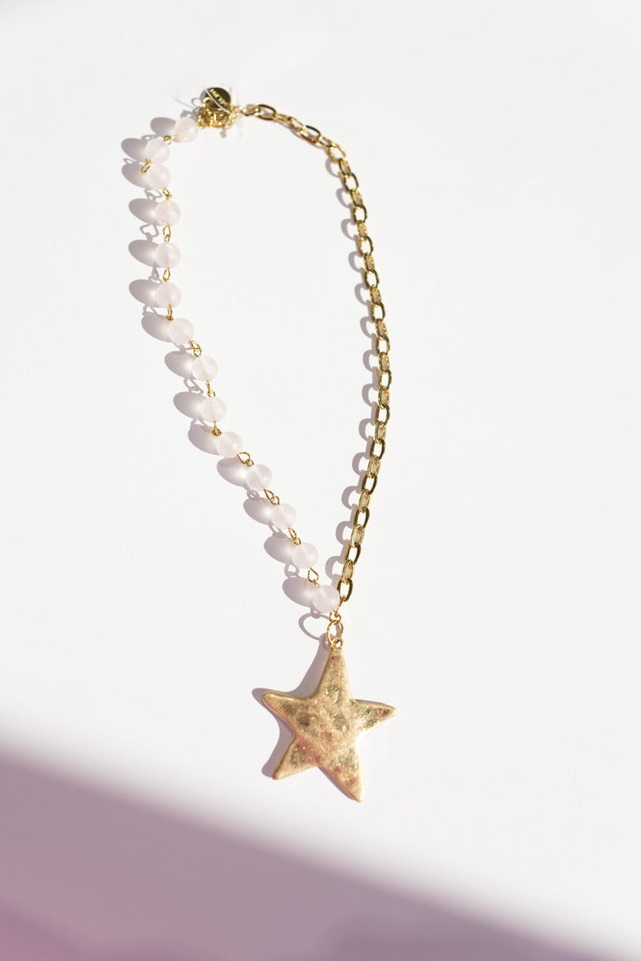 unique star necklace
beaded star necklace
beaded pendant necklace
white beaded necklace
handmade beaded necklace
big star necklace
gold star necklace
beaded necklace with gold star
tarnish free necklace
waterproof necklace
affordable waterproof jewelry
cheap waterproof jewelry
affordable tarnish free jewelry