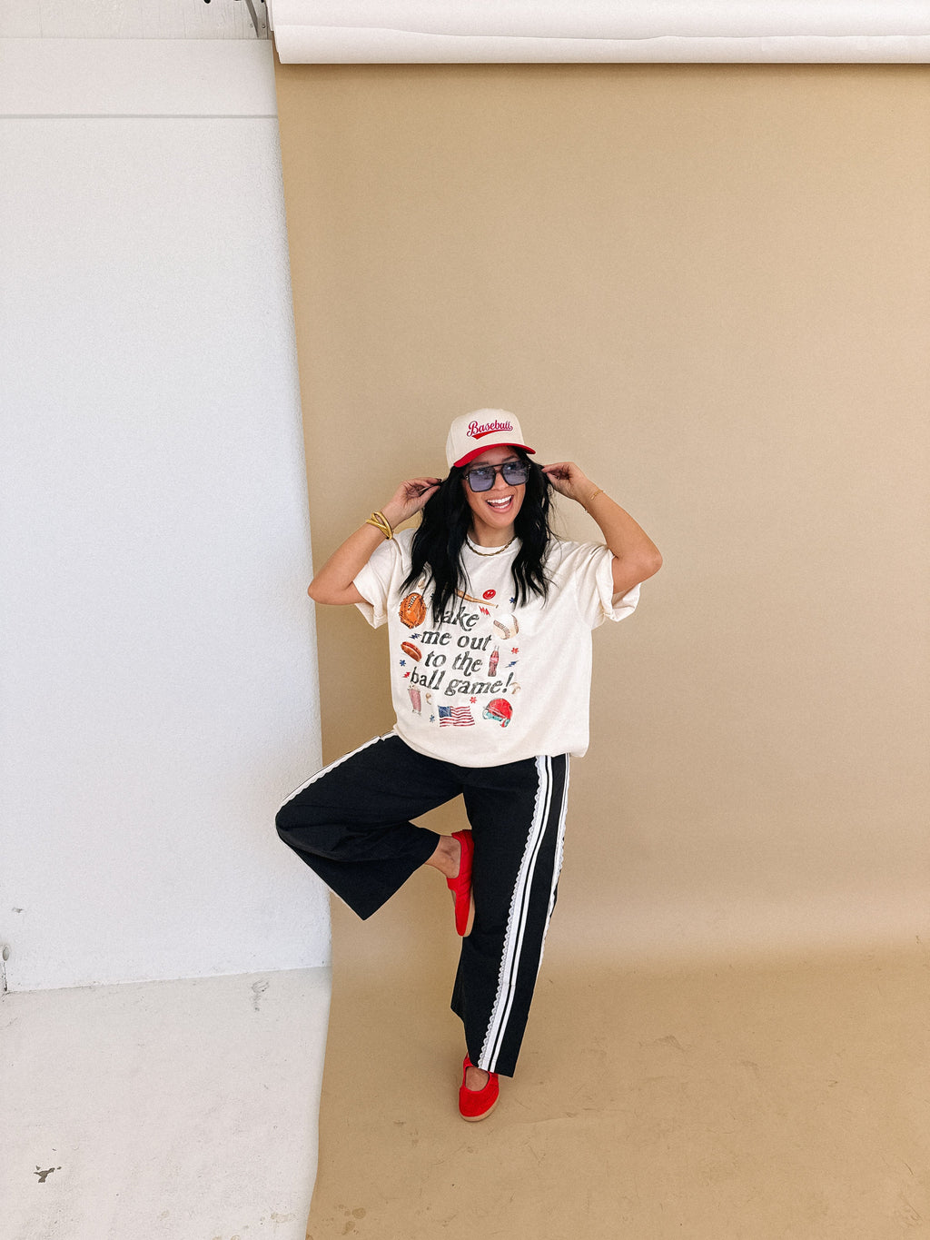 Out to the Ball Game Graphic Tee - Ivory